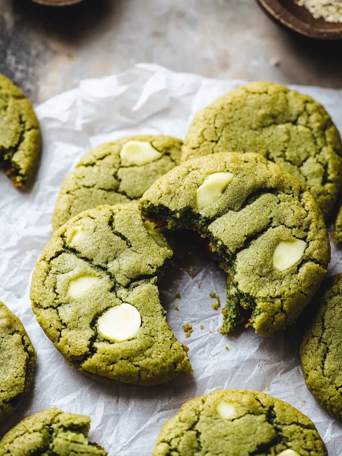 Brown Butter Matcha Cookies with White Chocolate Bliss 5 Matcha Cookies