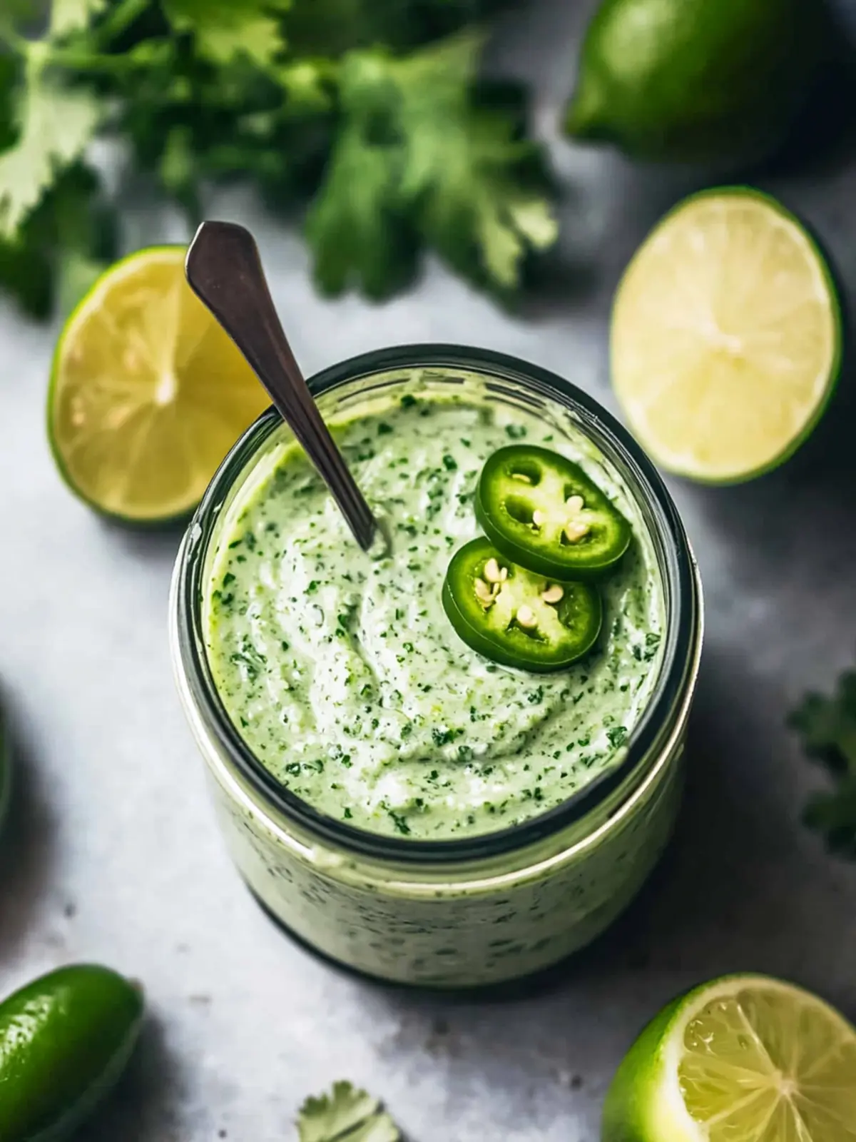 Zesty Creamy Cilantro Garlic Sauce with Jalapeños & Limes 5 Creamy Cilantro Garlic Sauce With Jalapeños & Limes