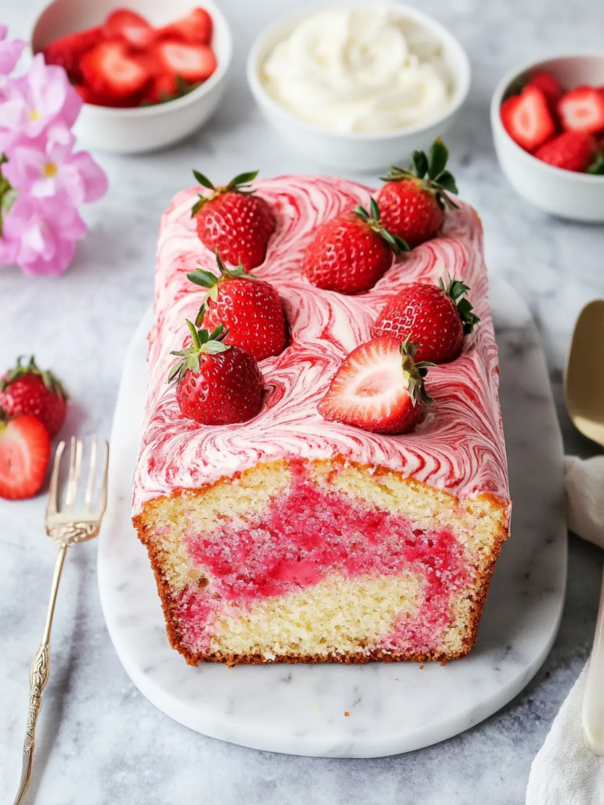 Vegan Strawberry Marble Loaf Cake That's Easy and Delicious 4 Vegan Strawberry Marble Loaf Cake