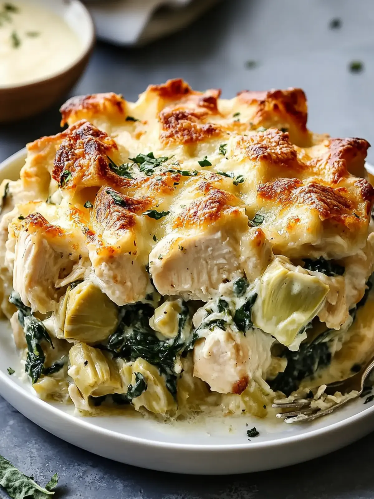 High Protein Spinach Artichoke Chicken Casserole Bliss 2 High Protein Spinach Artichoke Chicken Casserole Delight