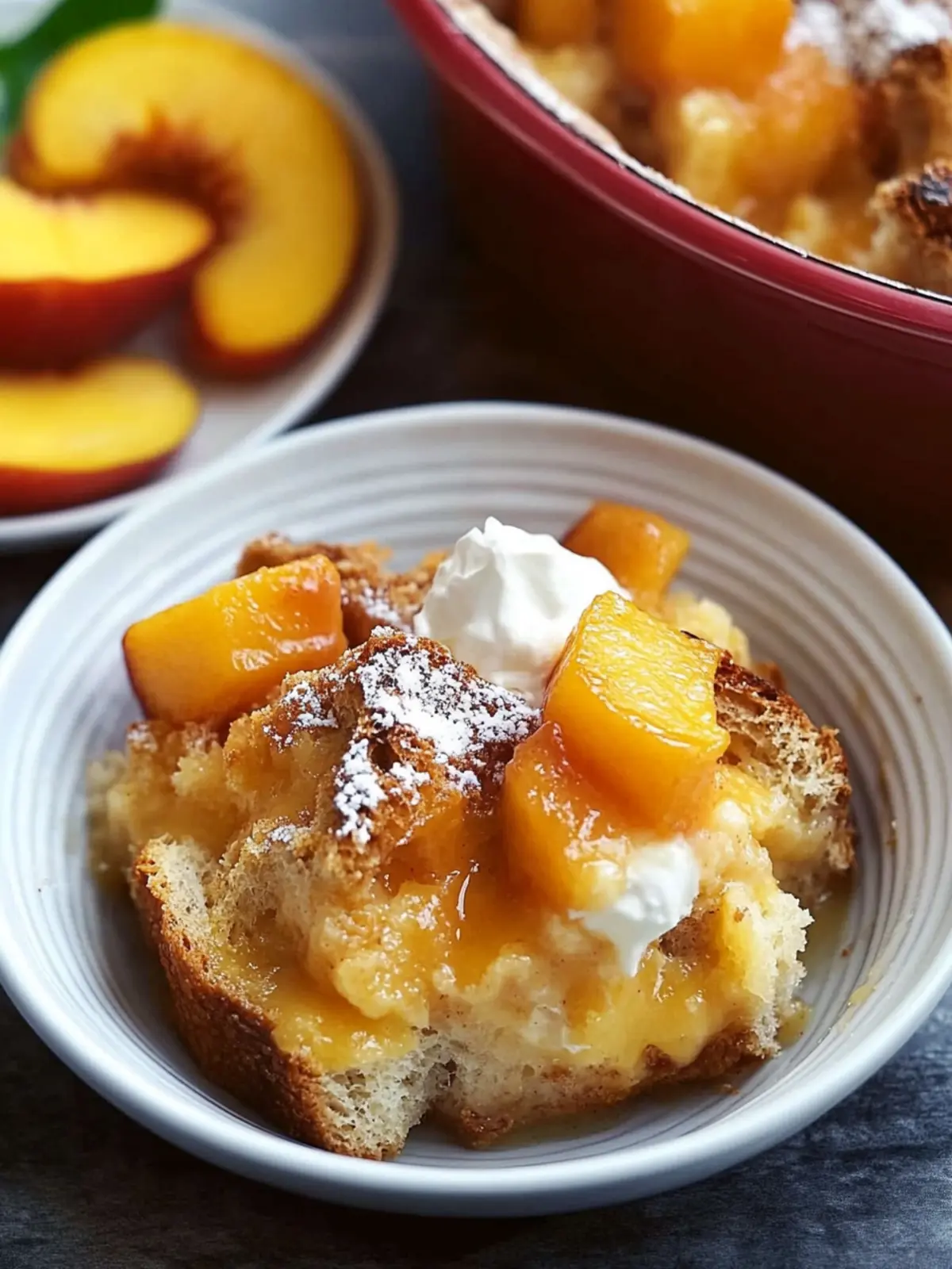 Irresistibly Easy Peach Bread Pudding with Caramel Bliss 2 Easy Peach Bread Pudding