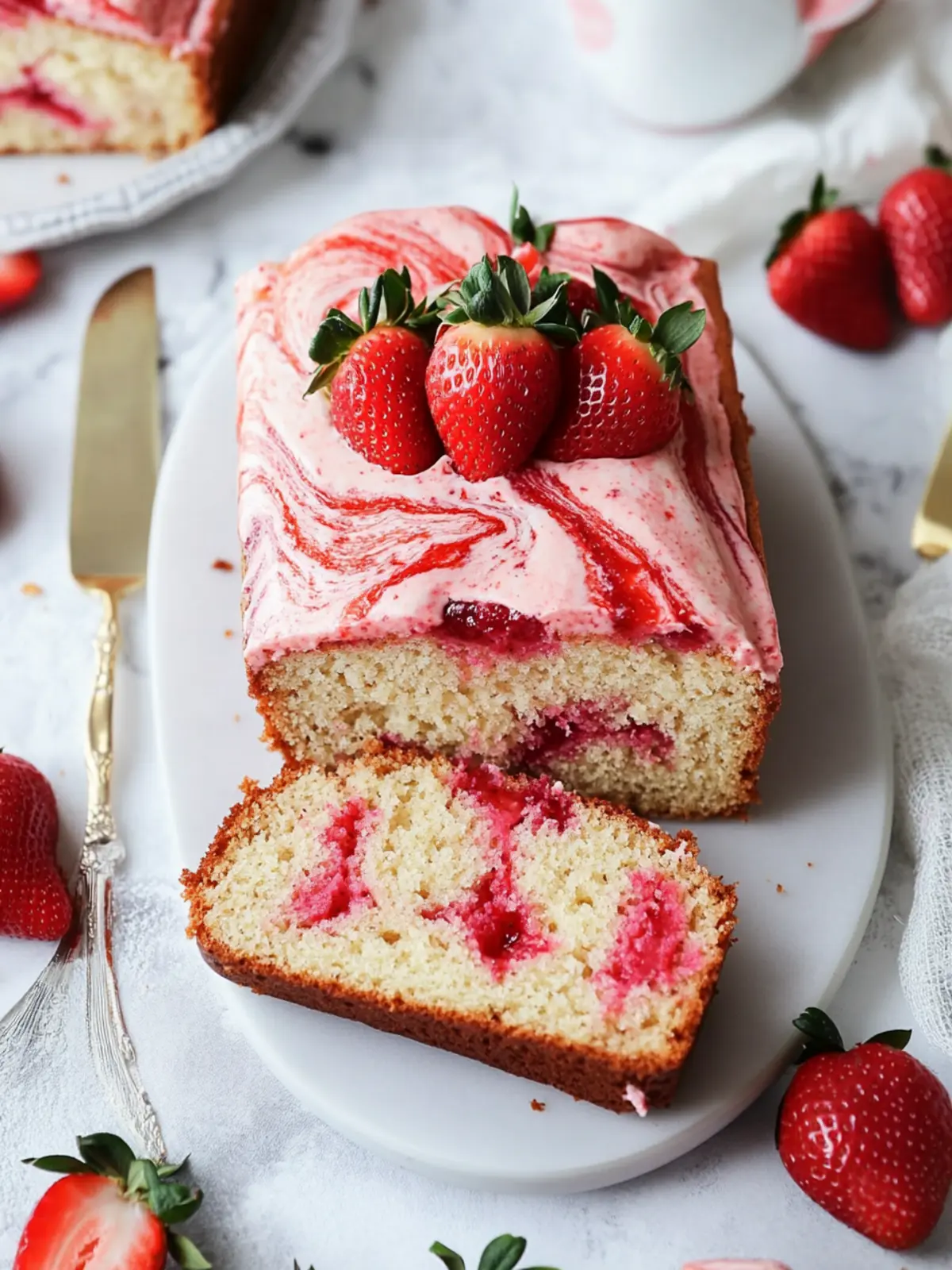 Vegan Strawberry Marble Loaf Cake That's Easy and Delicious 3 Vegan Strawberry Marble Loaf Cake