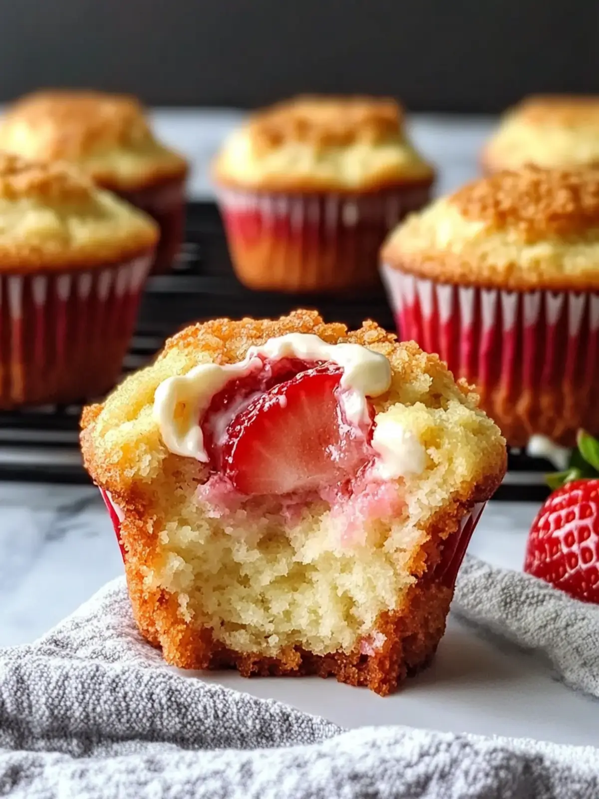 Irresistible Strawberry Muffins with Cream Cheese Filling Recipe 3 Strawberry Muffins with Cream Cheese Filling