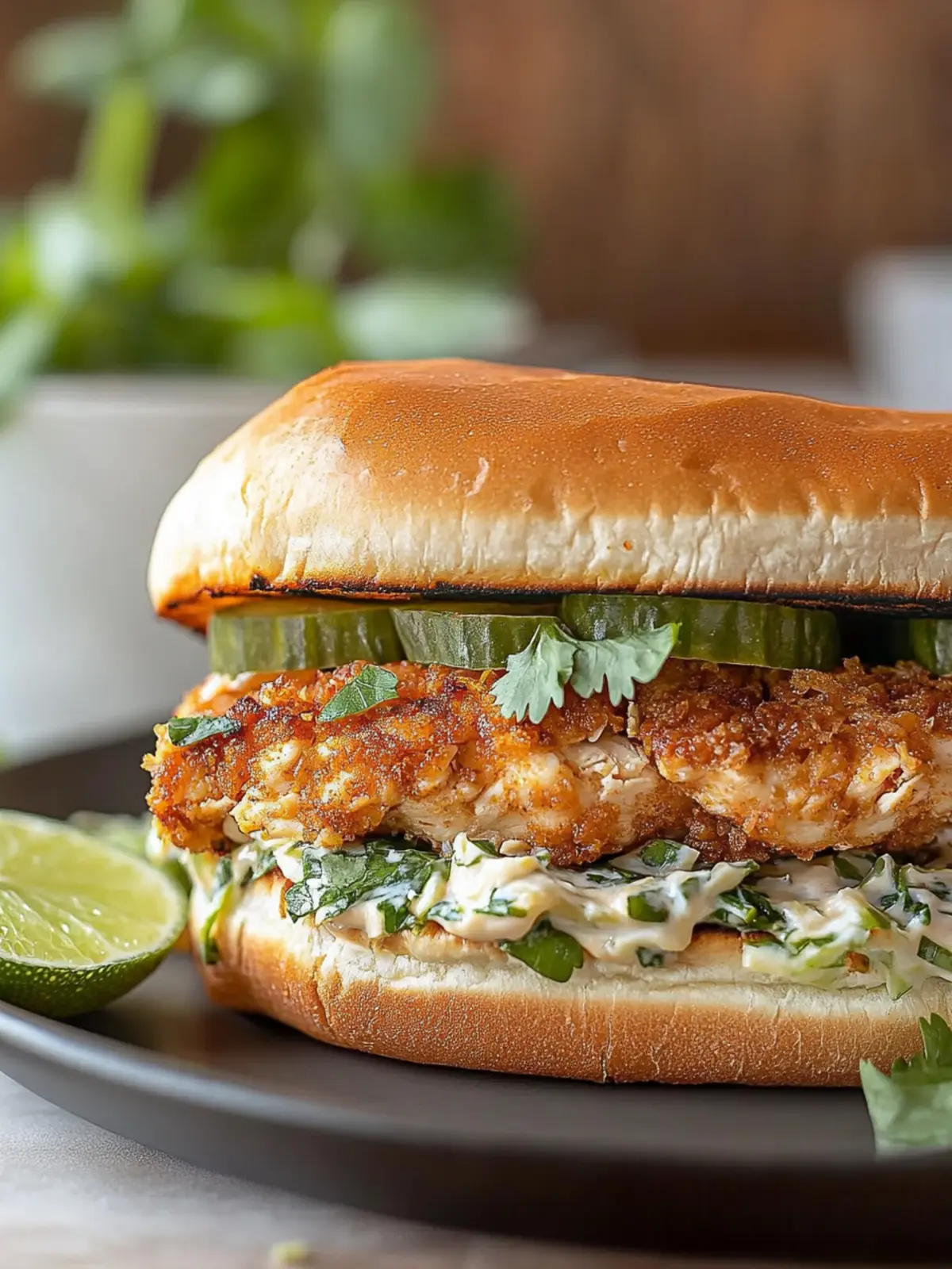 Crispy Cilantro Lime Chicken Sandwich: Your Flavor Explosion! 3 Crispy Cilantro Lime Chicken Sandwich (Air-Fried or Oven Baked)