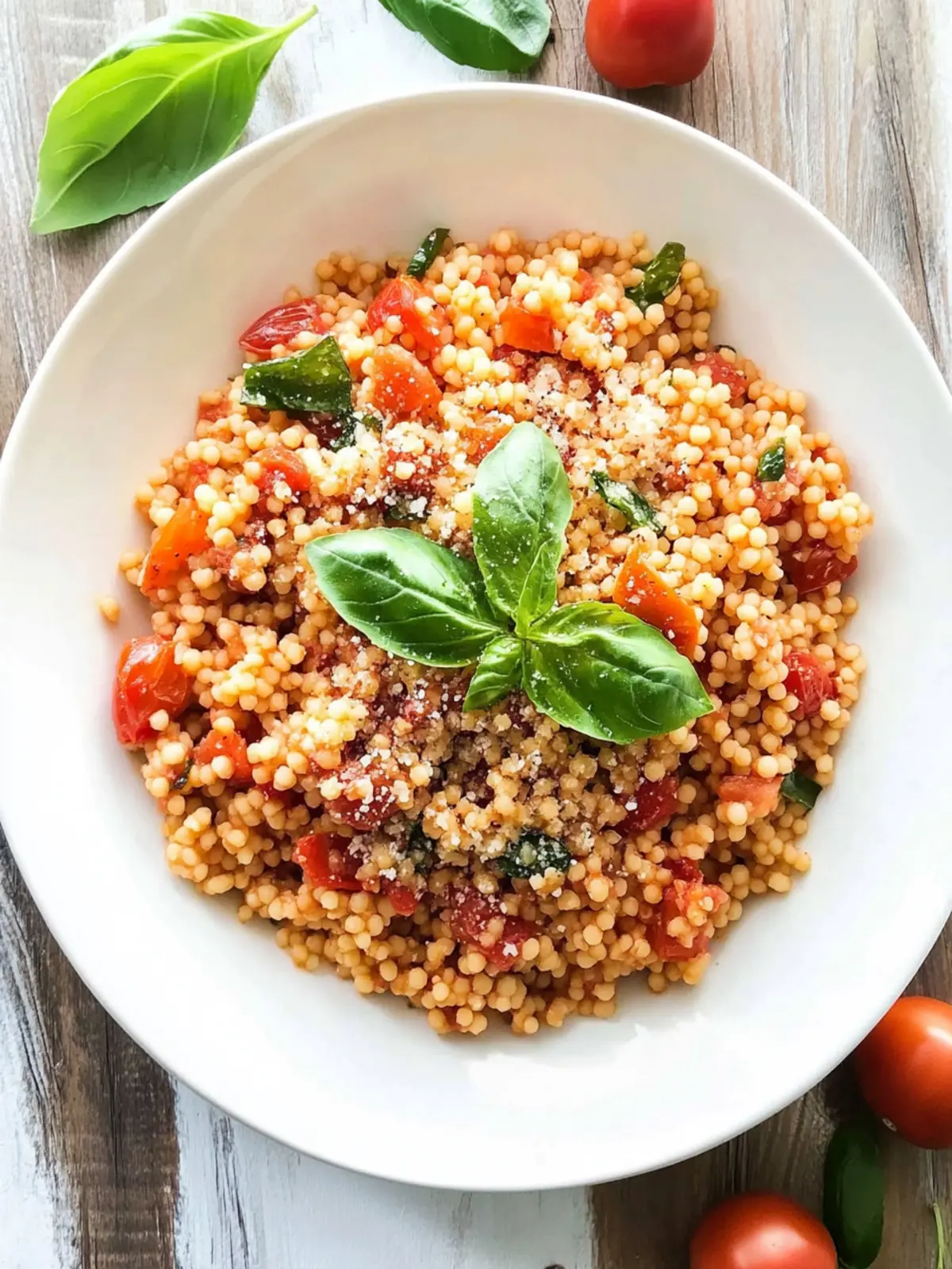 Savory Healthy One-Pan Couscous With Garlic, Tomato, Basil 3 Healthy One-Pan Couscous With Garlic, Tomato and Basil