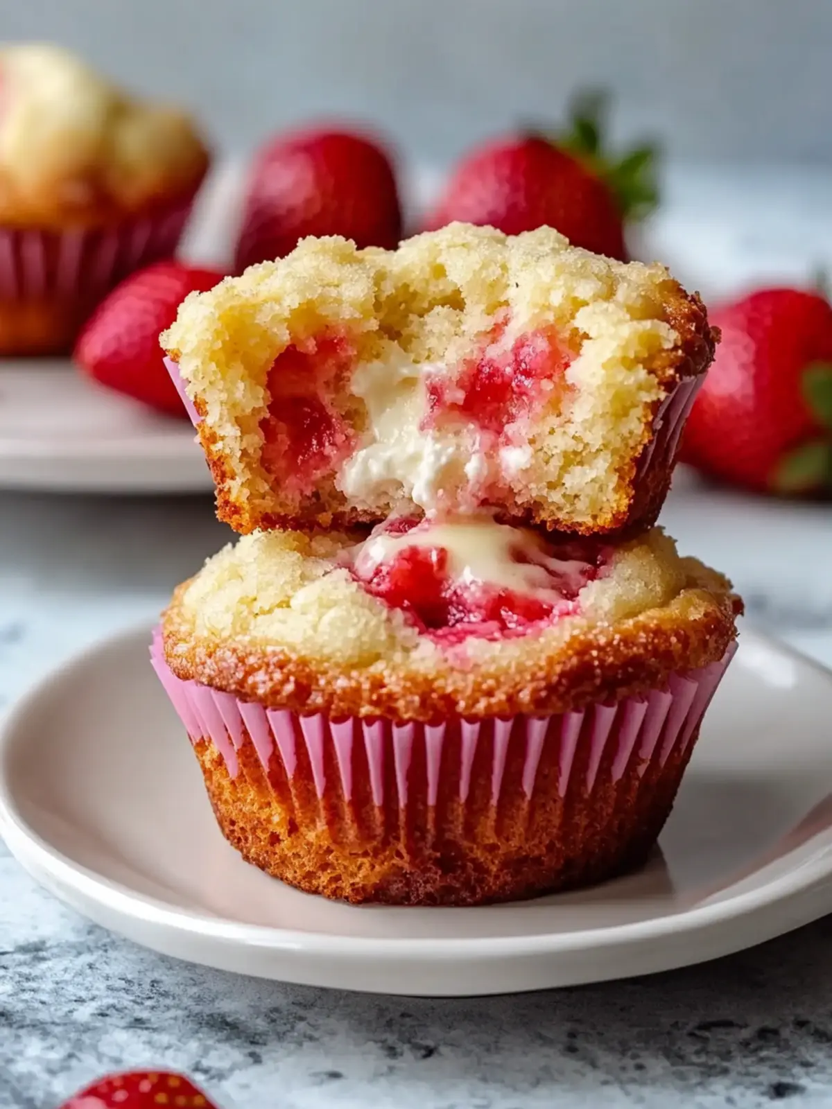 Irresistible Strawberry Muffins with Cream Cheese Filling Recipe 4 Strawberry Muffins with Cream Cheese Filling