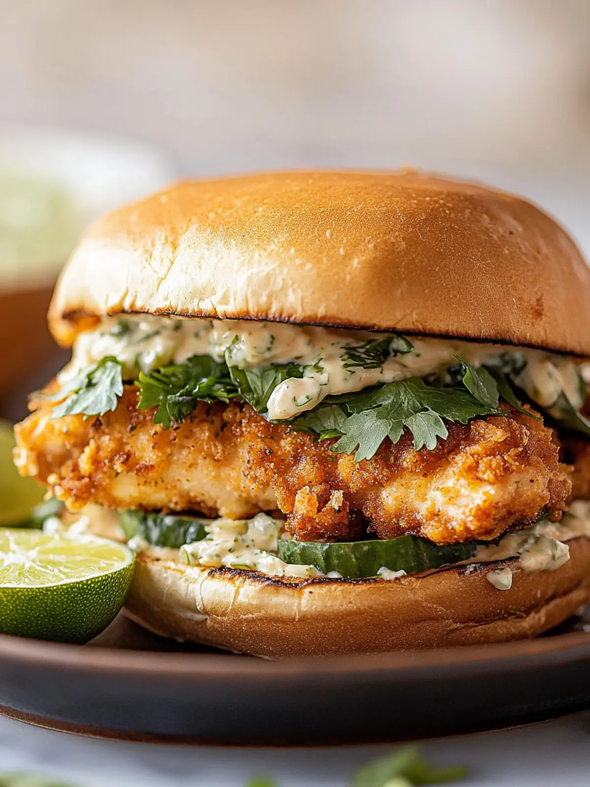 Crispy Cilantro Lime Chicken Sandwich: Your Flavor Explosion! 2 Crispy Cilantro Lime Chicken Sandwich (Air-Fried or Oven Baked)
