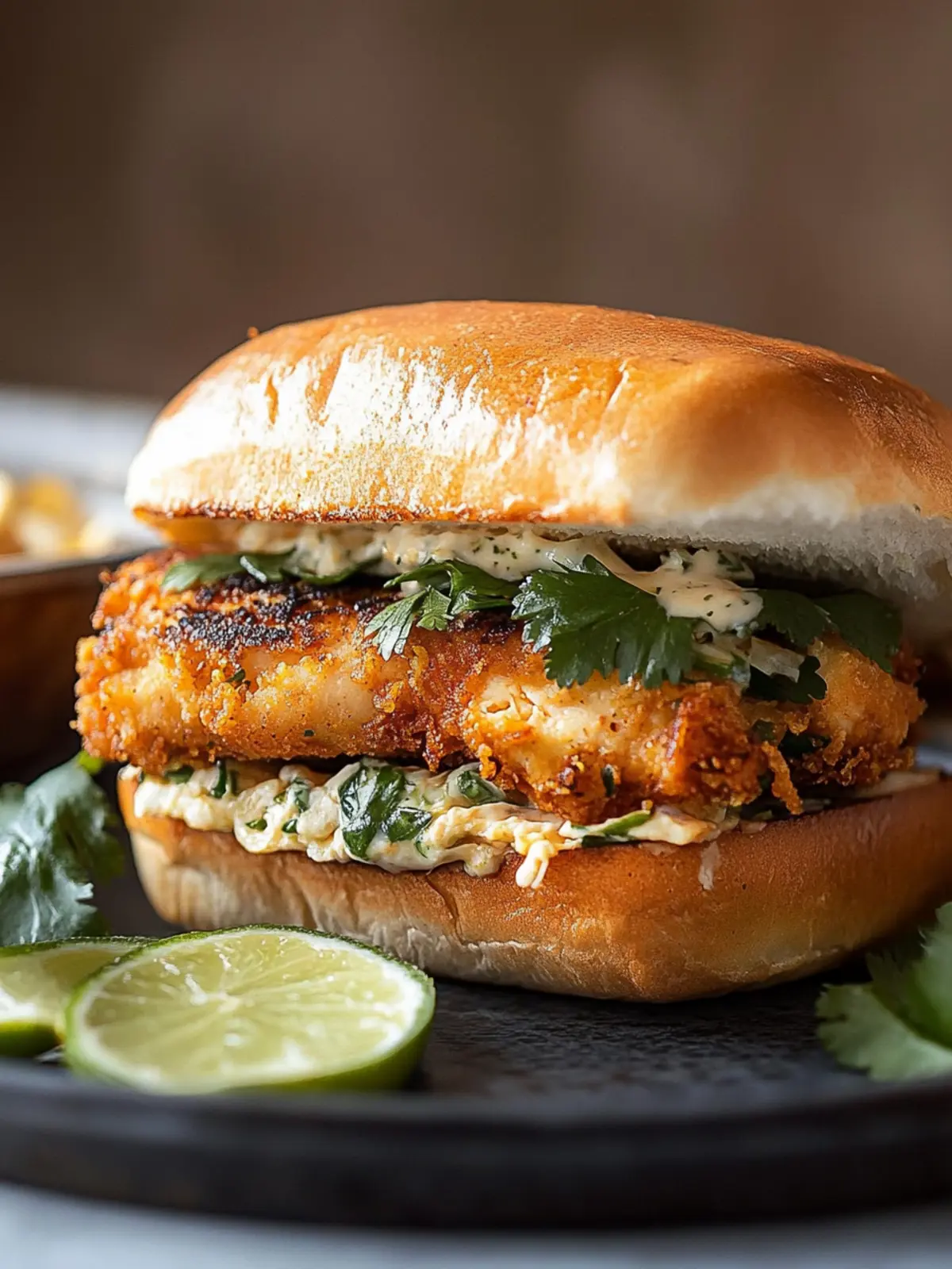 Crispy Cilantro Lime Chicken Sandwich: Your Flavor Explosion! 4 Crispy Cilantro Lime Chicken Sandwich (Air-Fried or Oven Baked)
