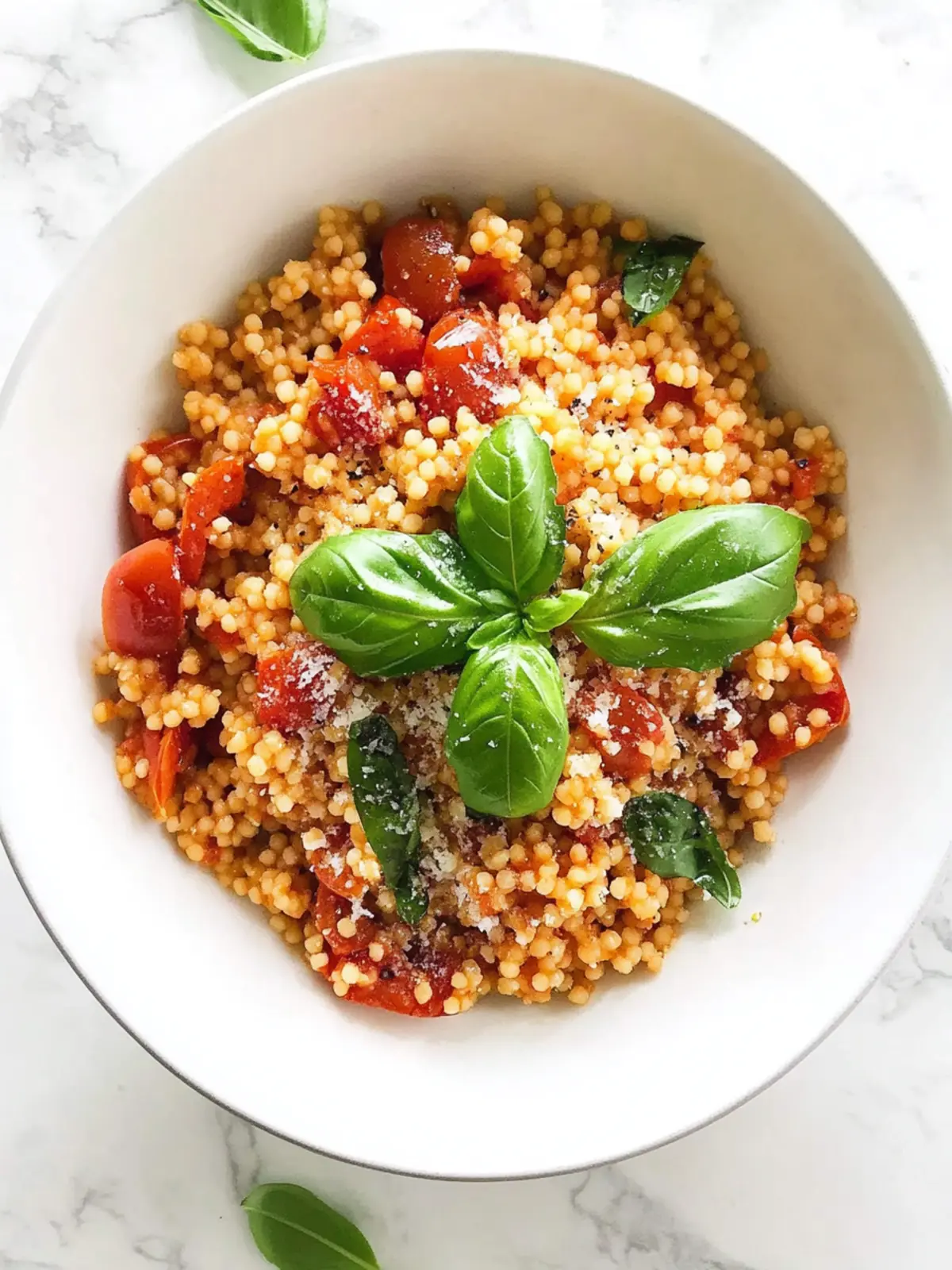 Savory Healthy One-Pan Couscous With Garlic, Tomato, Basil 5 Healthy One-Pan Couscous With Garlic, Tomato and Basil