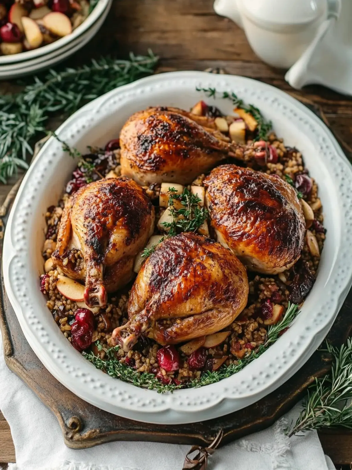 Delicious Cornish Hens with Apple-Cranberry Rice Stuffing 2 Cornish Hens with Apple-Cranberry Rice Stuffing