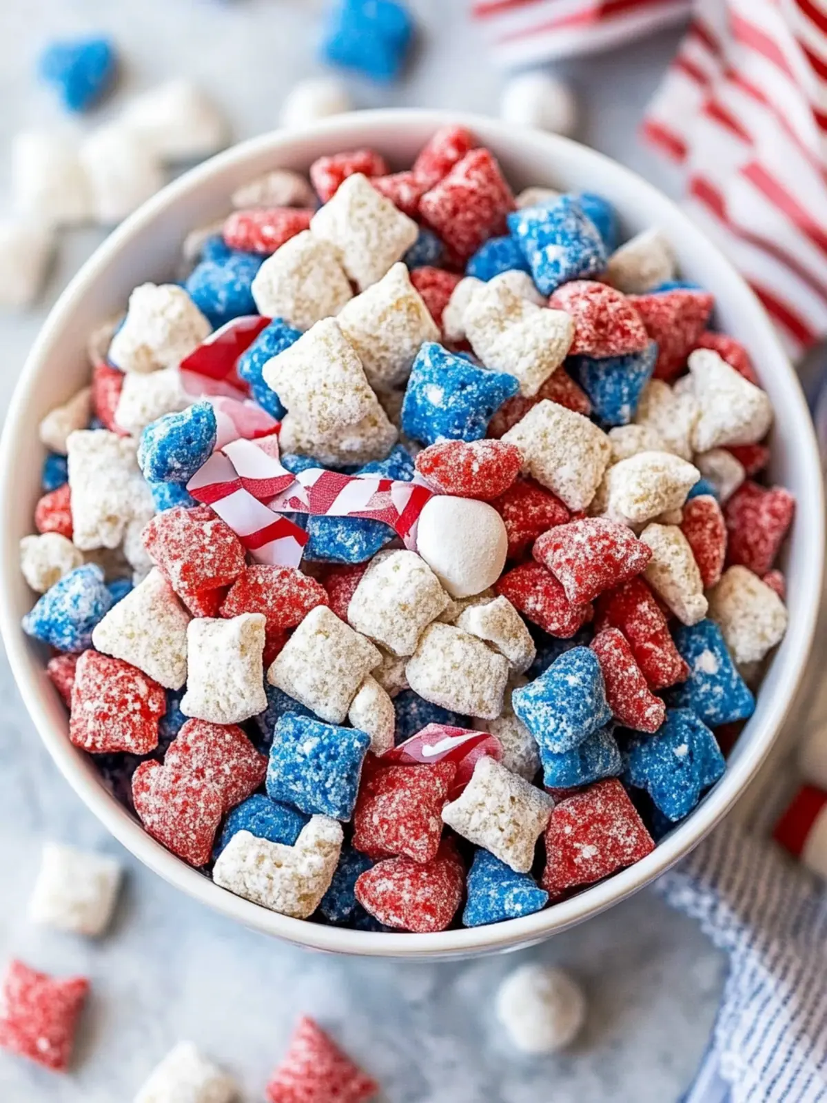4th of July Red White and Blue Muddy Buddies You’ll Crave 3 4th of July Red White and Blue Muddy Buddies