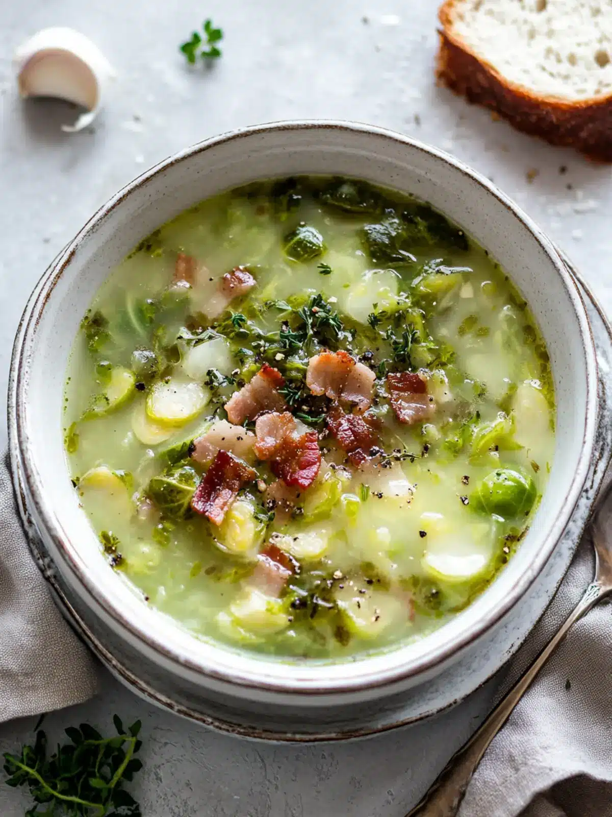 Savory Brussels Sprout Soup with Bacon to Warm Your Soul 2 Brussels Sprout Soup with Bacon