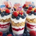 Celebrate with 4th of July Firework Berry Yogurt Parfait Cups 10 4th of July Firework Berry Yogurt Parfait Cups