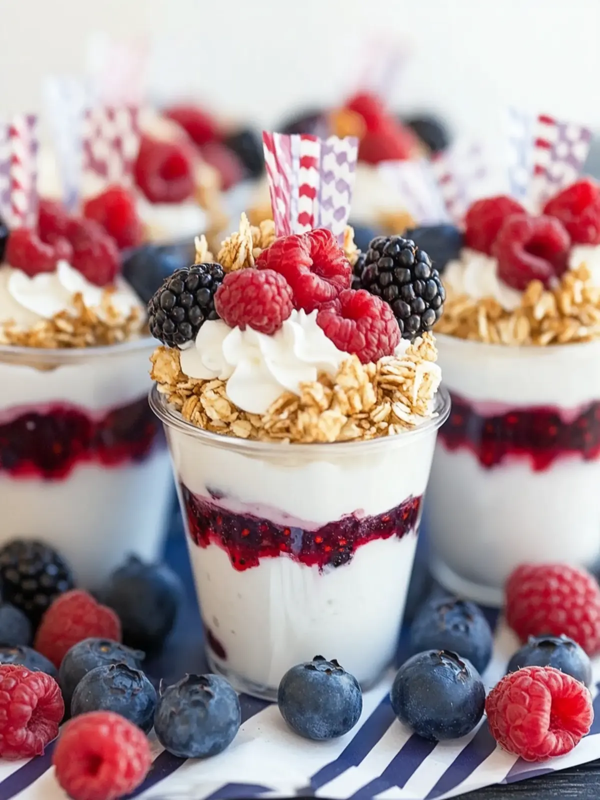 Celebrate with 4th of July Firework Berry Yogurt Parfait Cups 2 4th of July Firework Berry Yogurt Parfait Cups