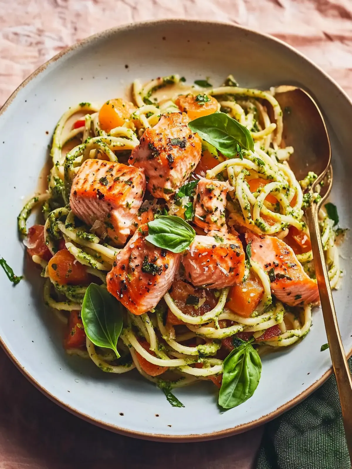 Delicious Cardiac Recipe: Trapanese Pesto Pasta & Zoodles with Salmon 5 Cardiac Recipe Trapanese Pesto Pasta & Zoodles with Salmon