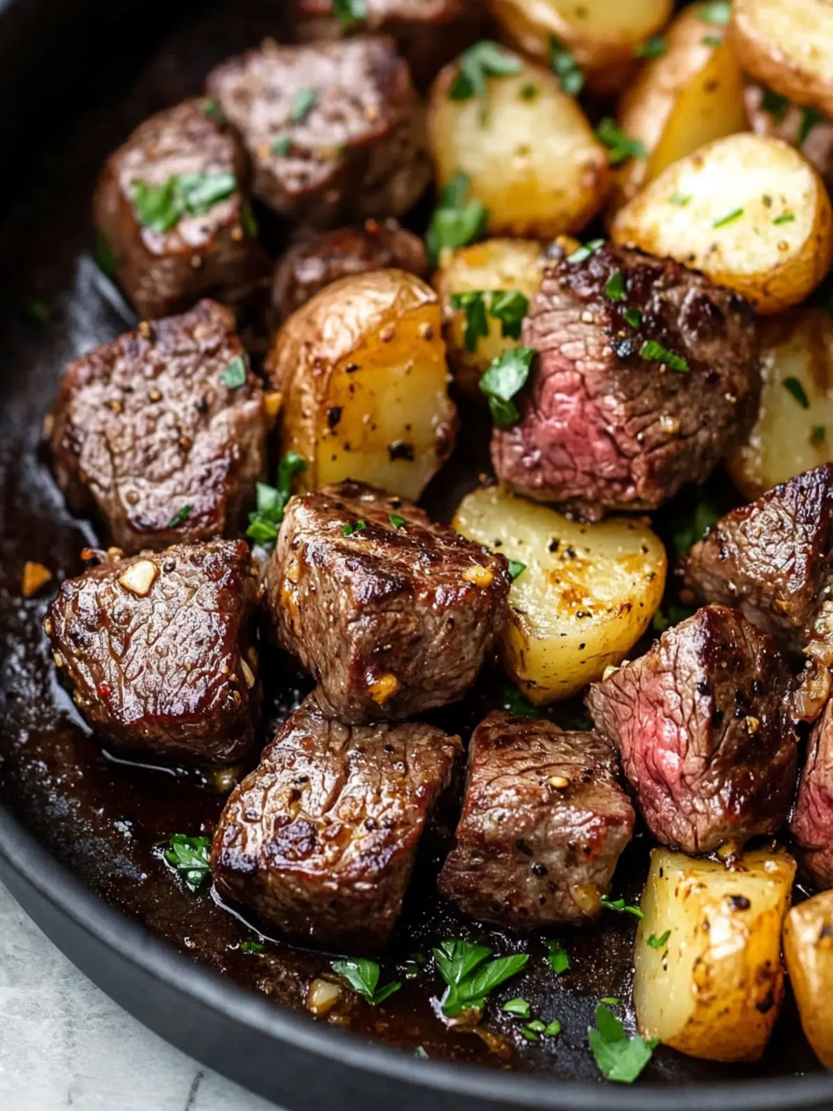 Garlic Butter Steak Bites & Potatoes for Flavor Lovers 2 Garlic Butter Steak Bites and Potatoes