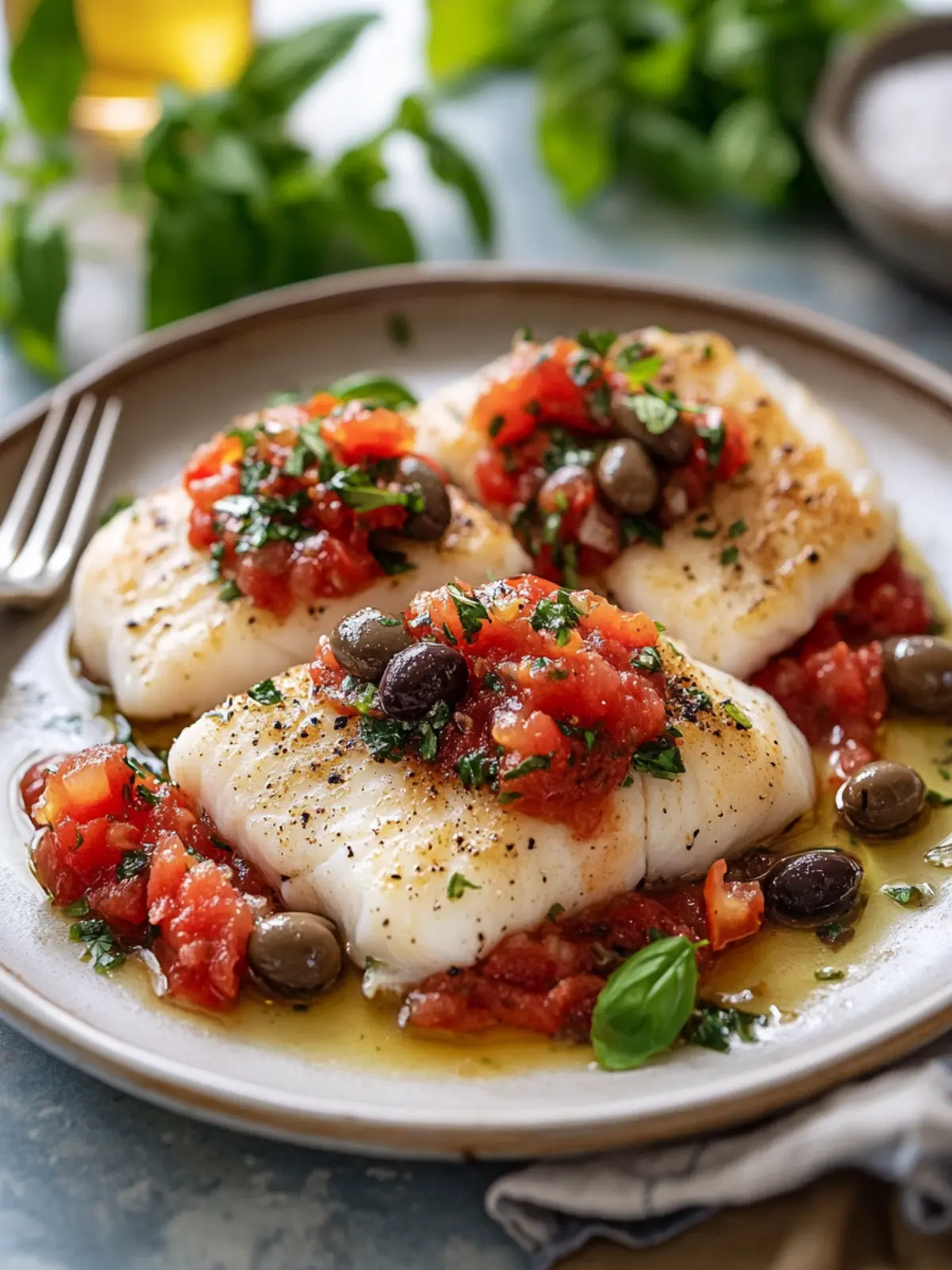 Diabetic Dinner Delight: Baked Cod with Tomato Olive Relish 2 Diabetic Dinner Baked Cod with Tomato Olive Relish