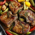 High Protein Sheet Pan Pork Chops & Veggies in a Snap 6 High Protein Sheet Pan Pork Chops and Vegetables