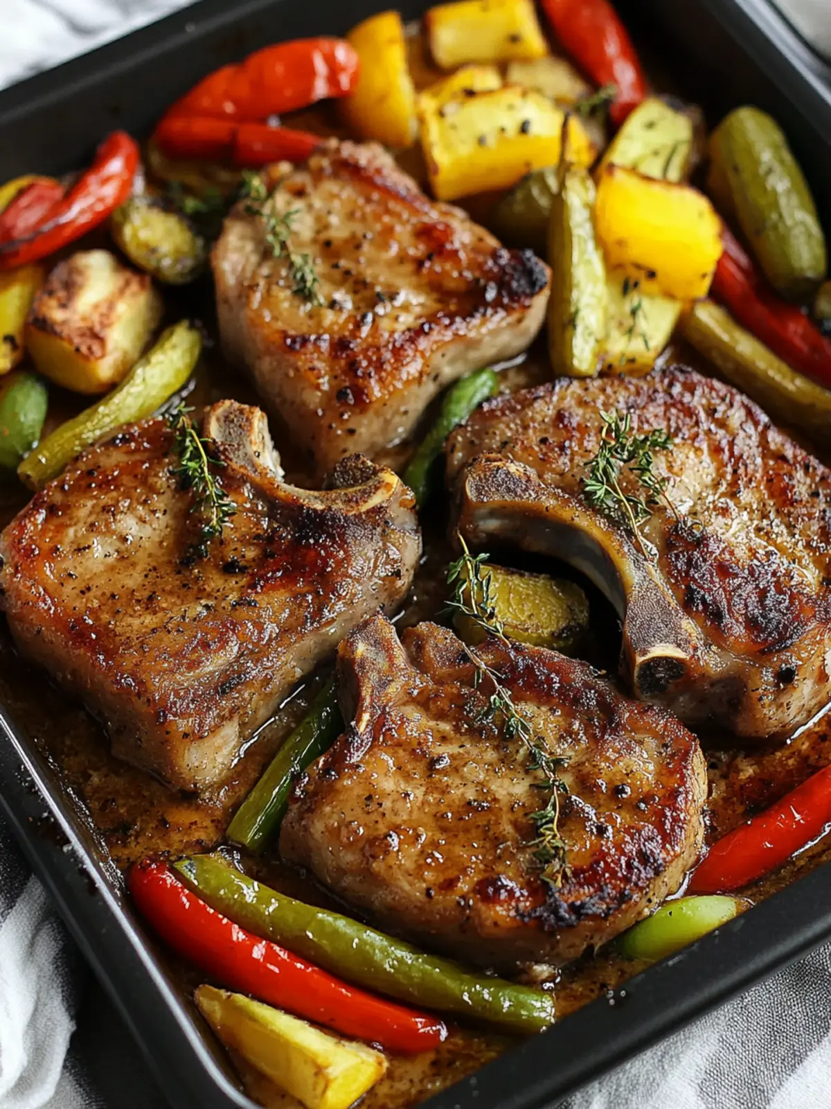 High Protein Sheet Pan Pork Chops & Veggies in a Snap 5 High Protein Sheet Pan Pork Chops and Vegetables