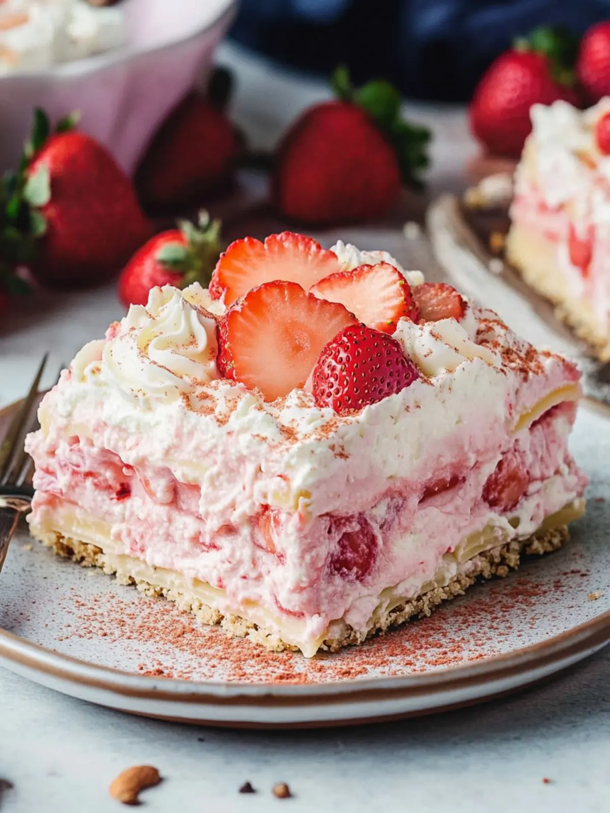 No Bake Strawberry Lasagna: A Dreamy Dessert Delight! 2 No bake Strawberry Lasagna