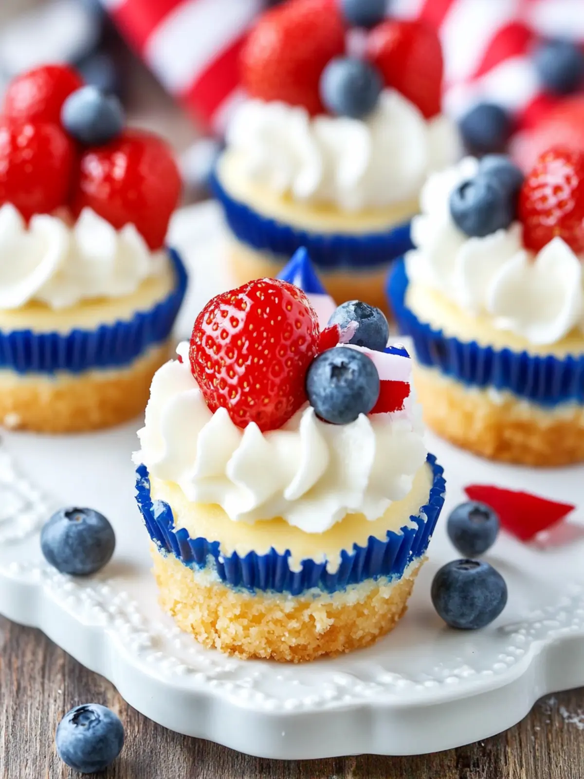 4TH OF JULY Red, White and Blue Mini Cheesecakes Delight 2 4TH OF JULY Red, White and Blue Mini Cheesecakes