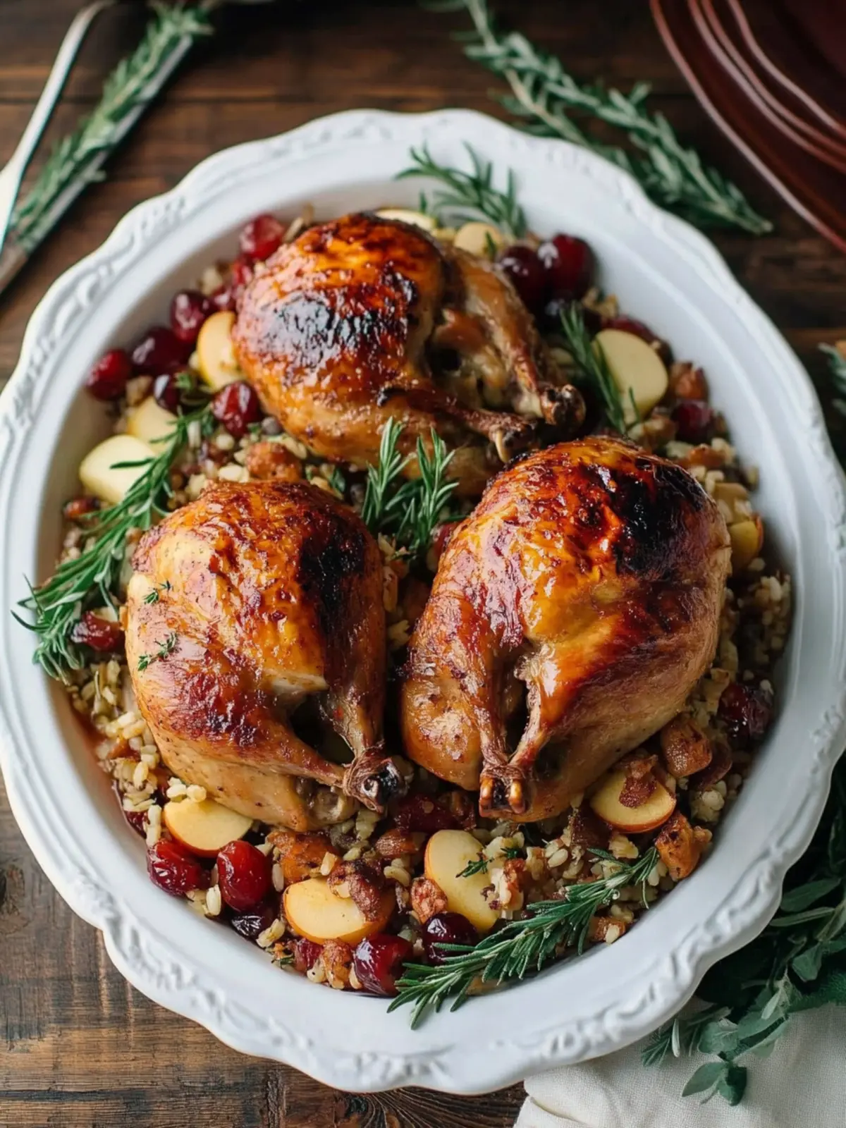 Delicious Cornish Hens with Apple-Cranberry Rice Stuffing 5 Cornish Hens with Apple-Cranberry Rice Stuffing