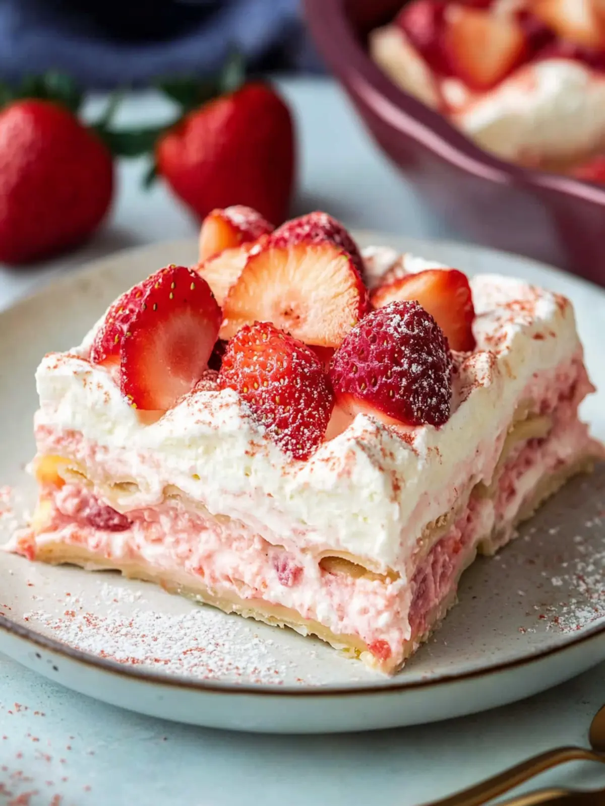 No Bake Strawberry Lasagna: A Dreamy Dessert Delight! 3 No bake Strawberry Lasagna