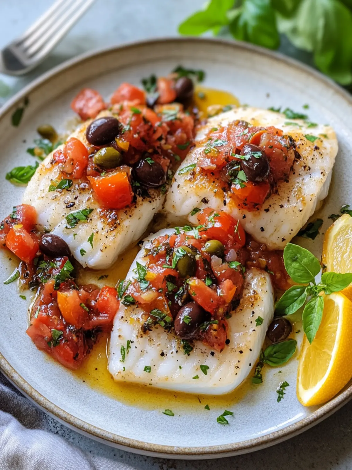 Diabetic Dinner Delight: Baked Cod with Tomato Olive Relish 4 Diabetic Dinner Baked Cod with Tomato Olive Relish