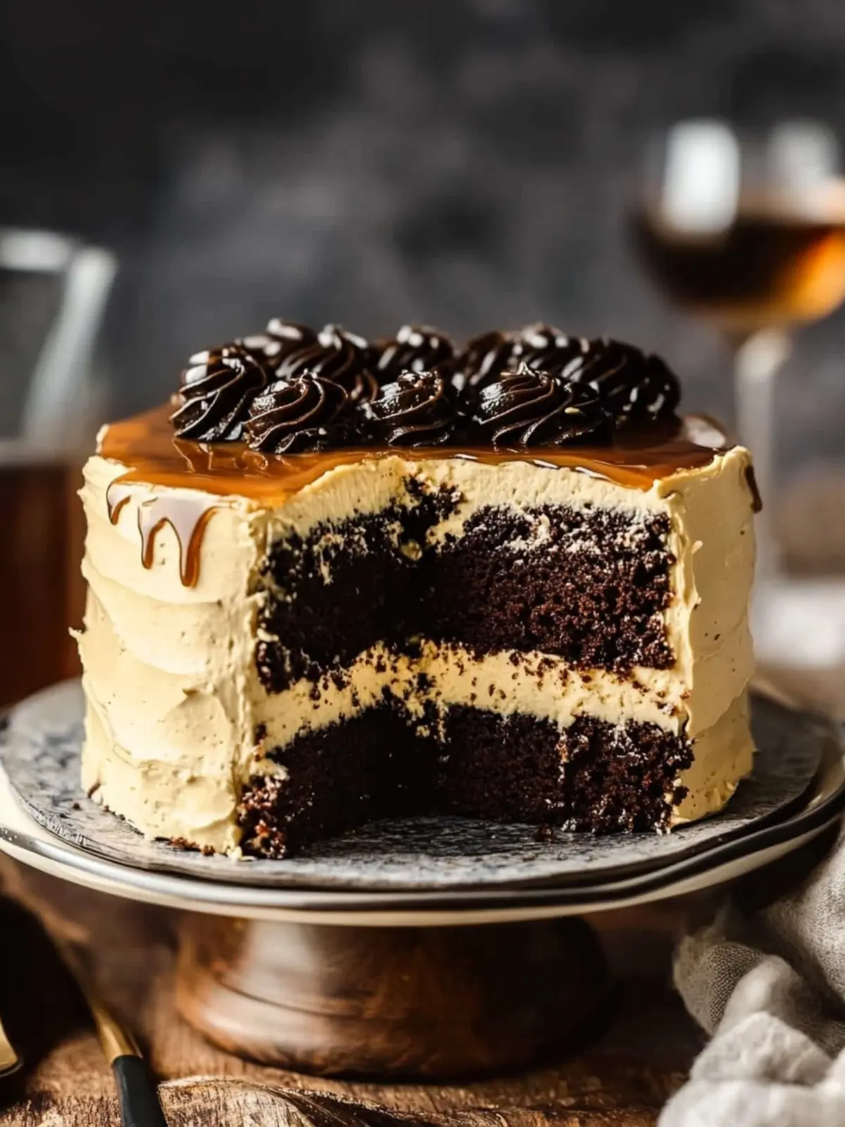 Indulge in Chocolate Whiskey Cake with Salted Caramel Bliss 2 Chocolate Whiskey Cake with Salted Caramel Buttercream