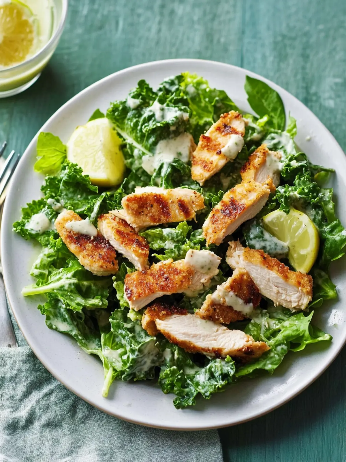 Kale and Romaine Chicken Caesar Salad: Heart-Healthy Delight 4 cardiac diet recipes Kale and Romaine Chicken Caesar Salad