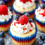 4TH OF JULY Red, White and Blue Mini Cheesecakes Delight 6 4TH OF JULY Red, White and Blue Mini Cheesecakes