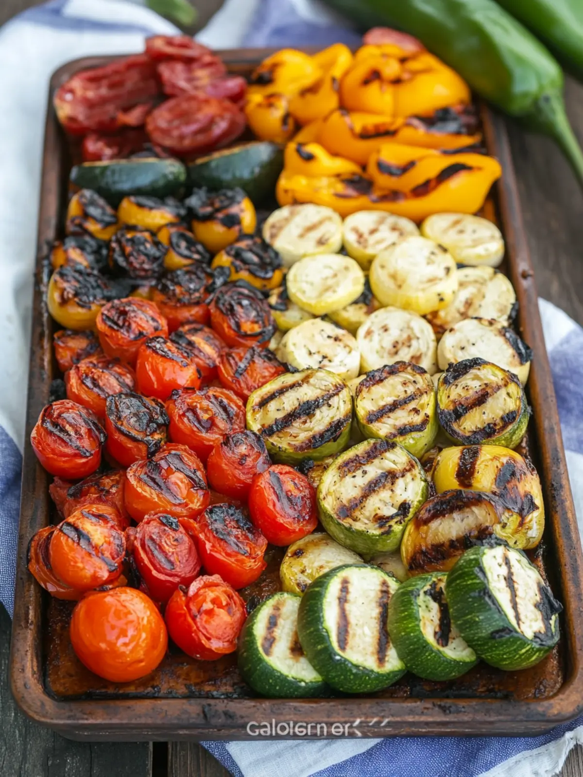 4th of July Grilled Veggie Tray with Red-White Color Pop Delight 3 4th of July Grilled Veggie Tray with Red-White Color Pop