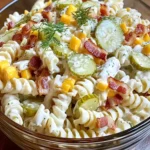Mouthwatering Dill Pickle Bacon Ranch Pasta Salad for Potlucks 3 Potluck Dill Pickle Bacon Ranch Pasta Salad