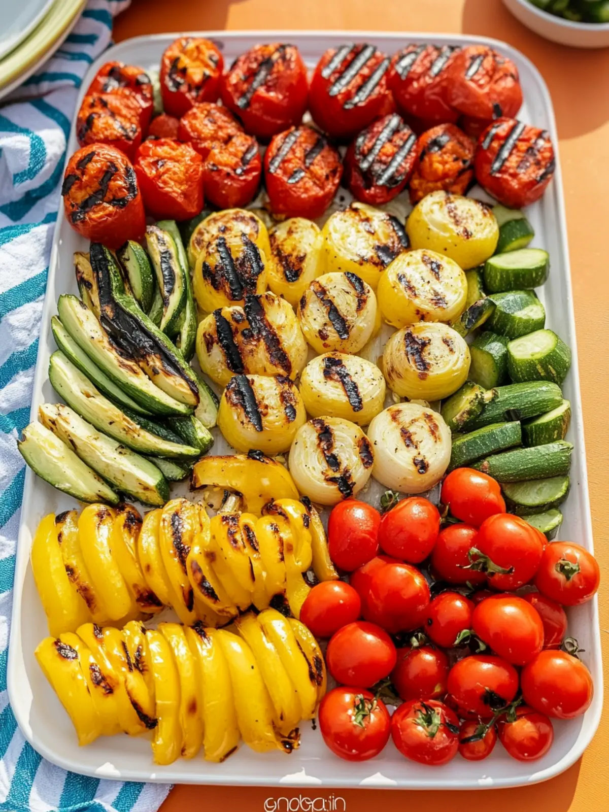 4th of July Grilled Veggie Tray with Red-White Color Pop Delight 4 4th of July Grilled Veggie Tray with Red-White Color Pop