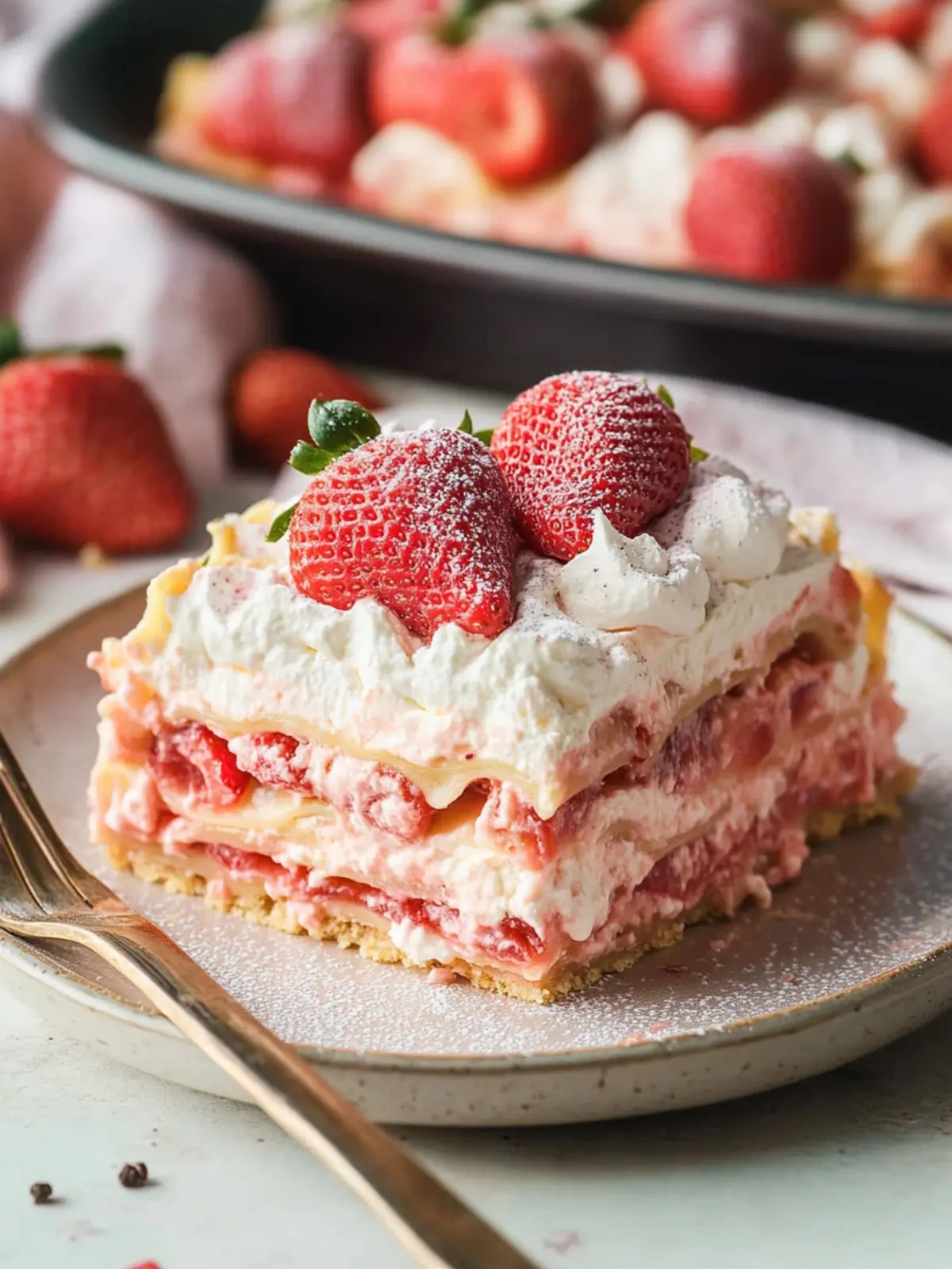 No Bake Strawberry Lasagna: A Dreamy Dessert Delight! 4 No bake Strawberry Lasagna