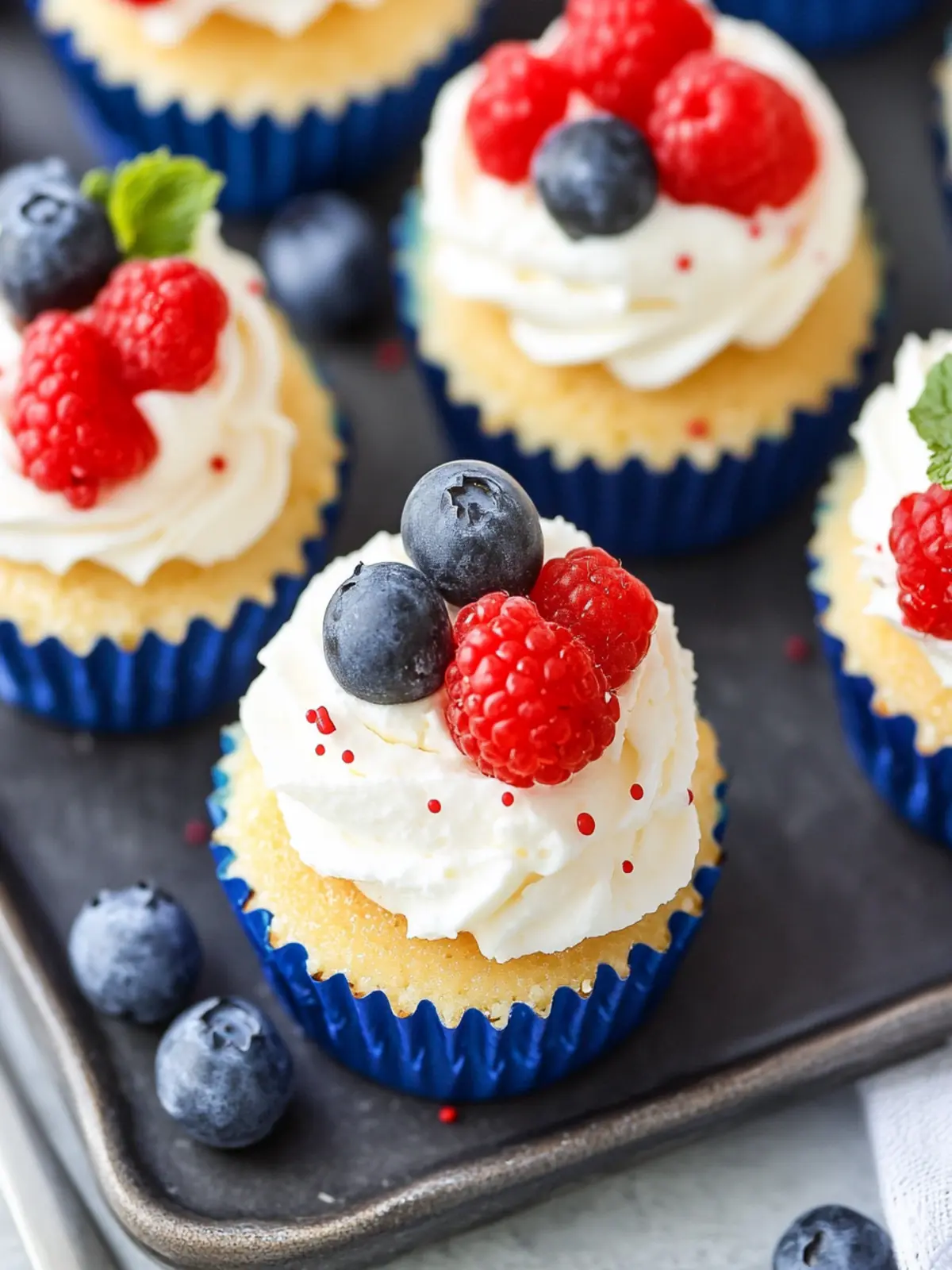 4TH OF JULY Red, White and Blue Mini Cheesecakes Delight 4 4TH OF JULY Red, White and Blue Mini Cheesecakes