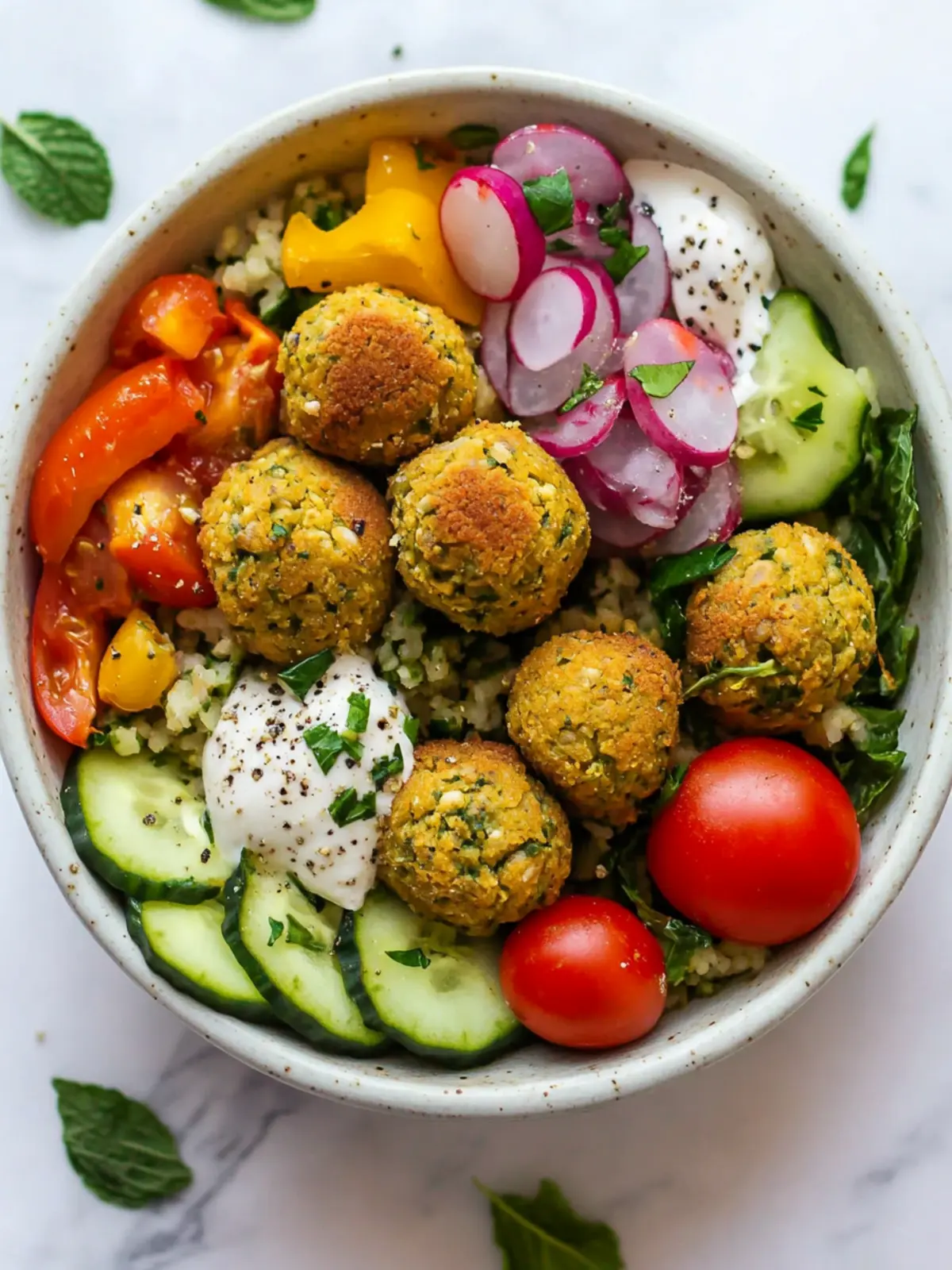 High Protein Mediterranean Baked Falafel Bowls Made Easy 3 High Protein Mediterranean Baked Falafel Bowls (Vegetarian Meal Prep)