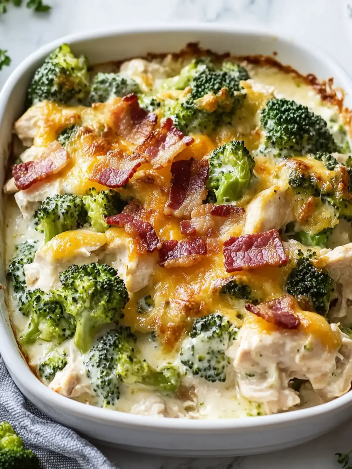 Indulge in Creamy Low Carb Chicken Casserole with Broccoli and Bacon 2 Creamy Low Carb Chicken Casserole with Broccoli and Bacon