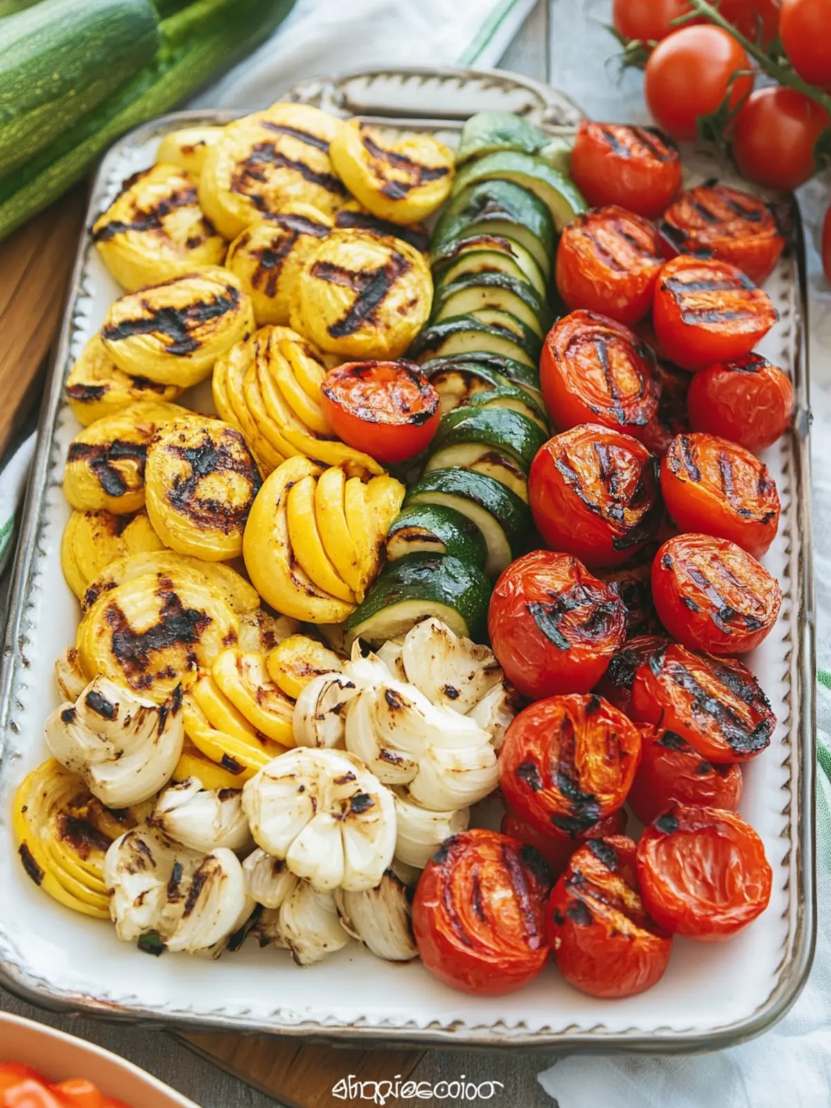 4th of July Grilled Veggie Tray with Red-White Color Pop Delight 5 4th of July Grilled Veggie Tray with Red-White Color Pop
