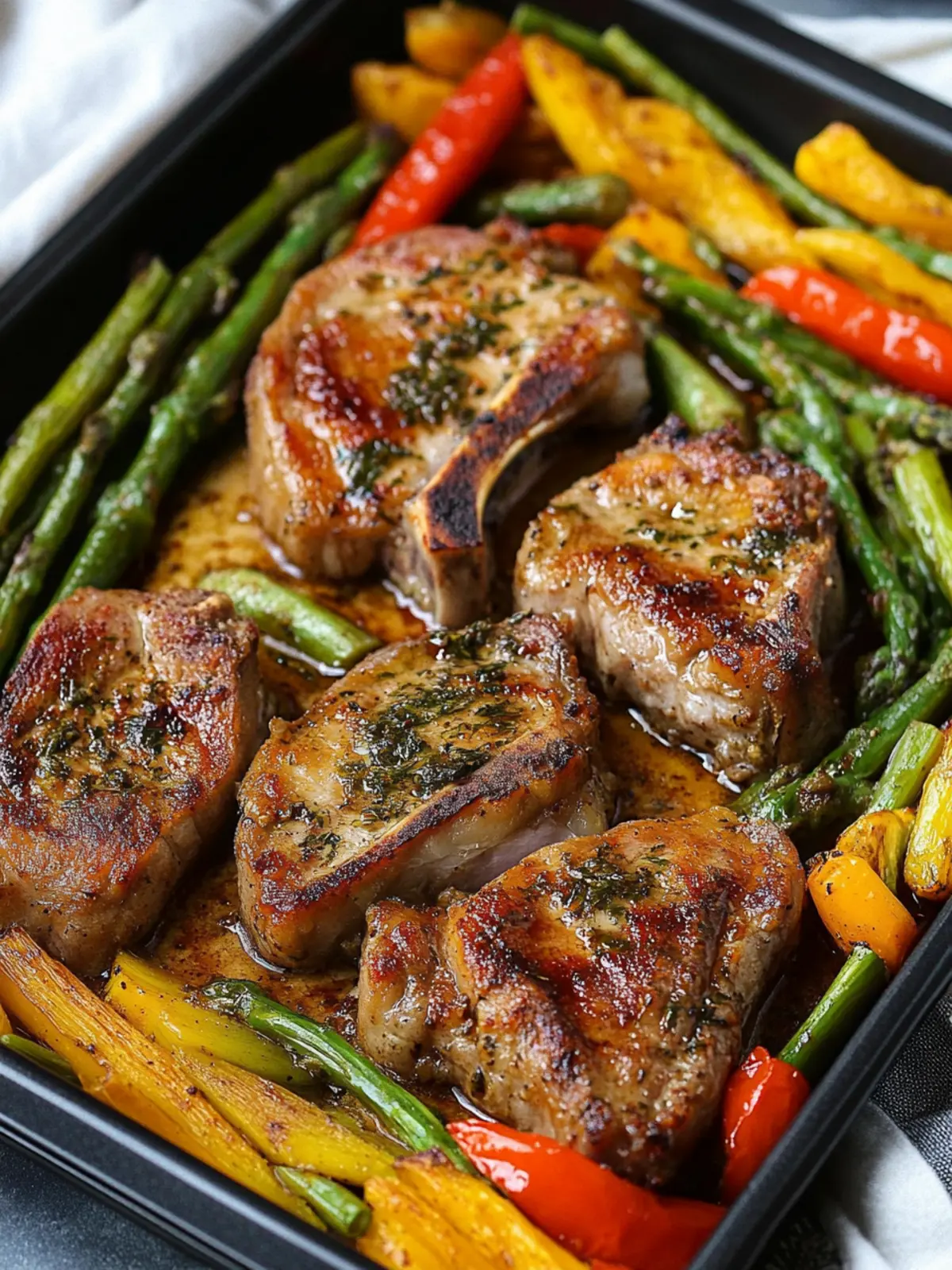 High Protein Sheet Pan Pork Chops & Veggies in a Snap 3 High Protein Sheet Pan Pork Chops and Vegetables