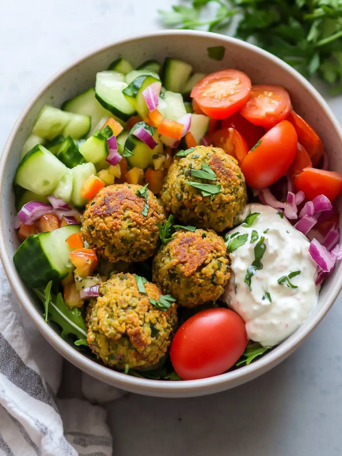 High Protein Mediterranean Baked Falafel Bowls Made Easy 2 High Protein Mediterranean Baked Falafel Bowls (Vegetarian Meal Prep)