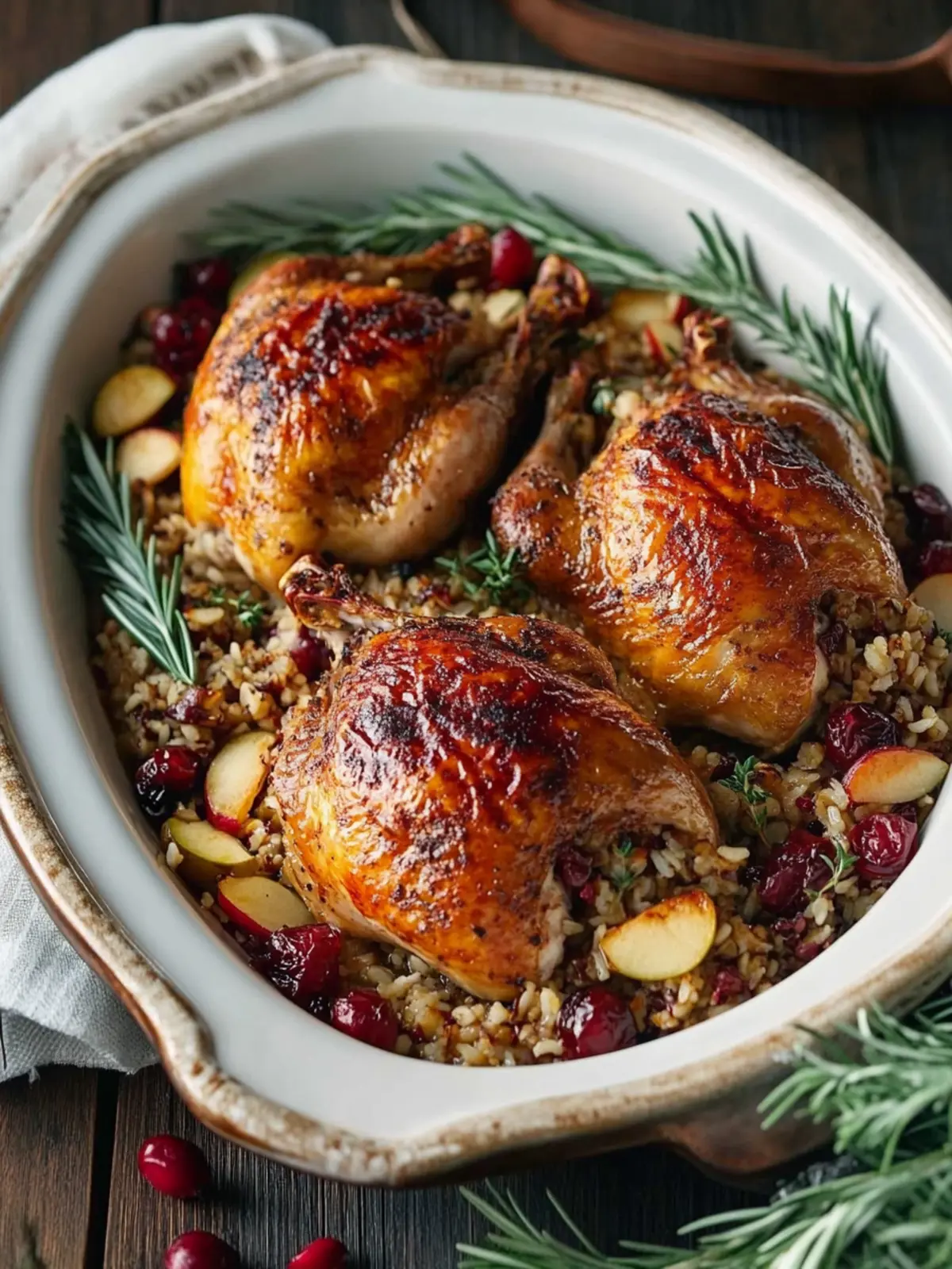 Delicious Cornish Hens with Apple-Cranberry Rice Stuffing 3 Cornish Hens with Apple-Cranberry Rice Stuffing