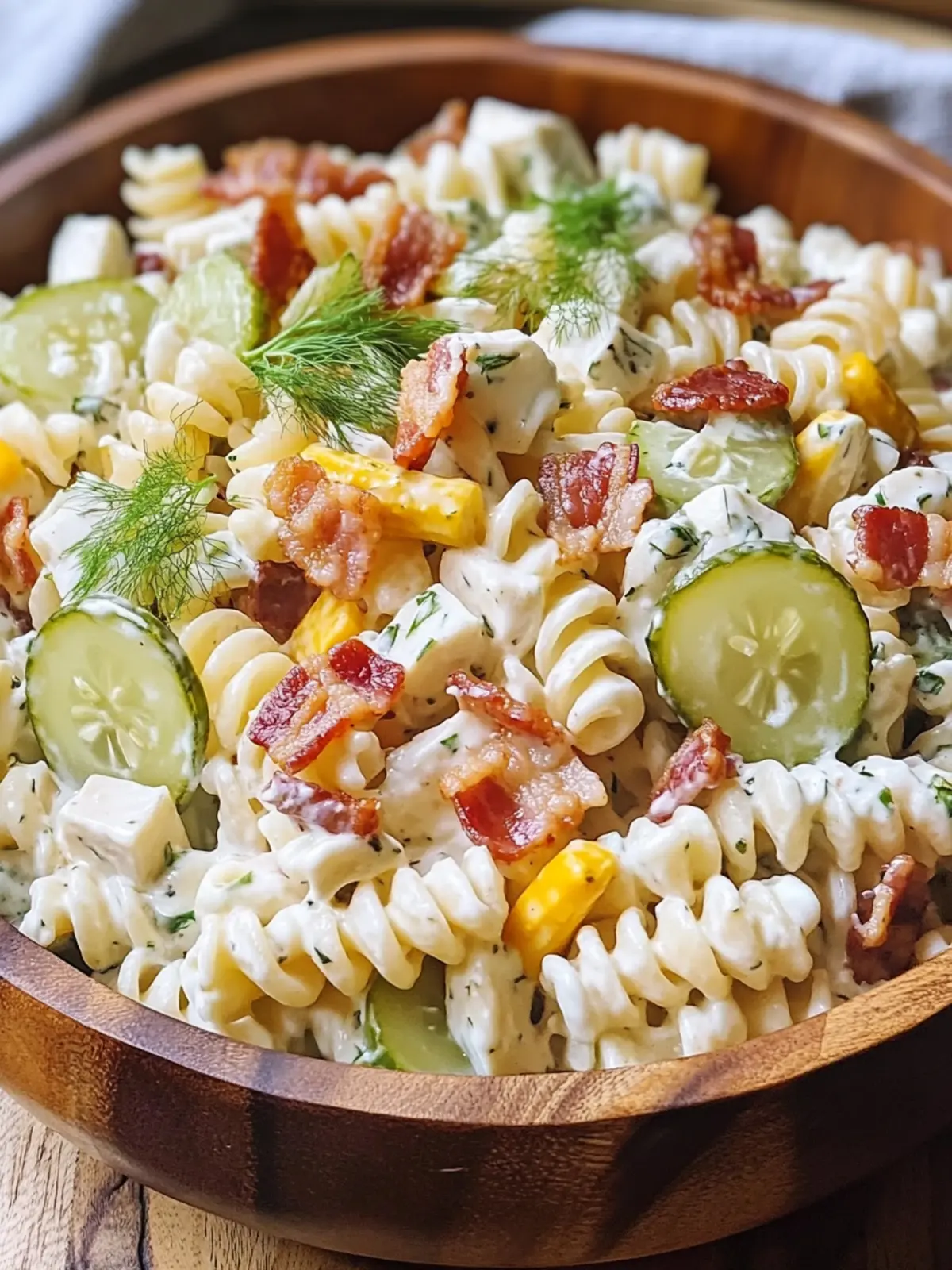 Mouthwatering Dill Pickle Bacon Ranch Pasta Salad for Potlucks 4 Potluck Dill Pickle Bacon Ranch Pasta Salad