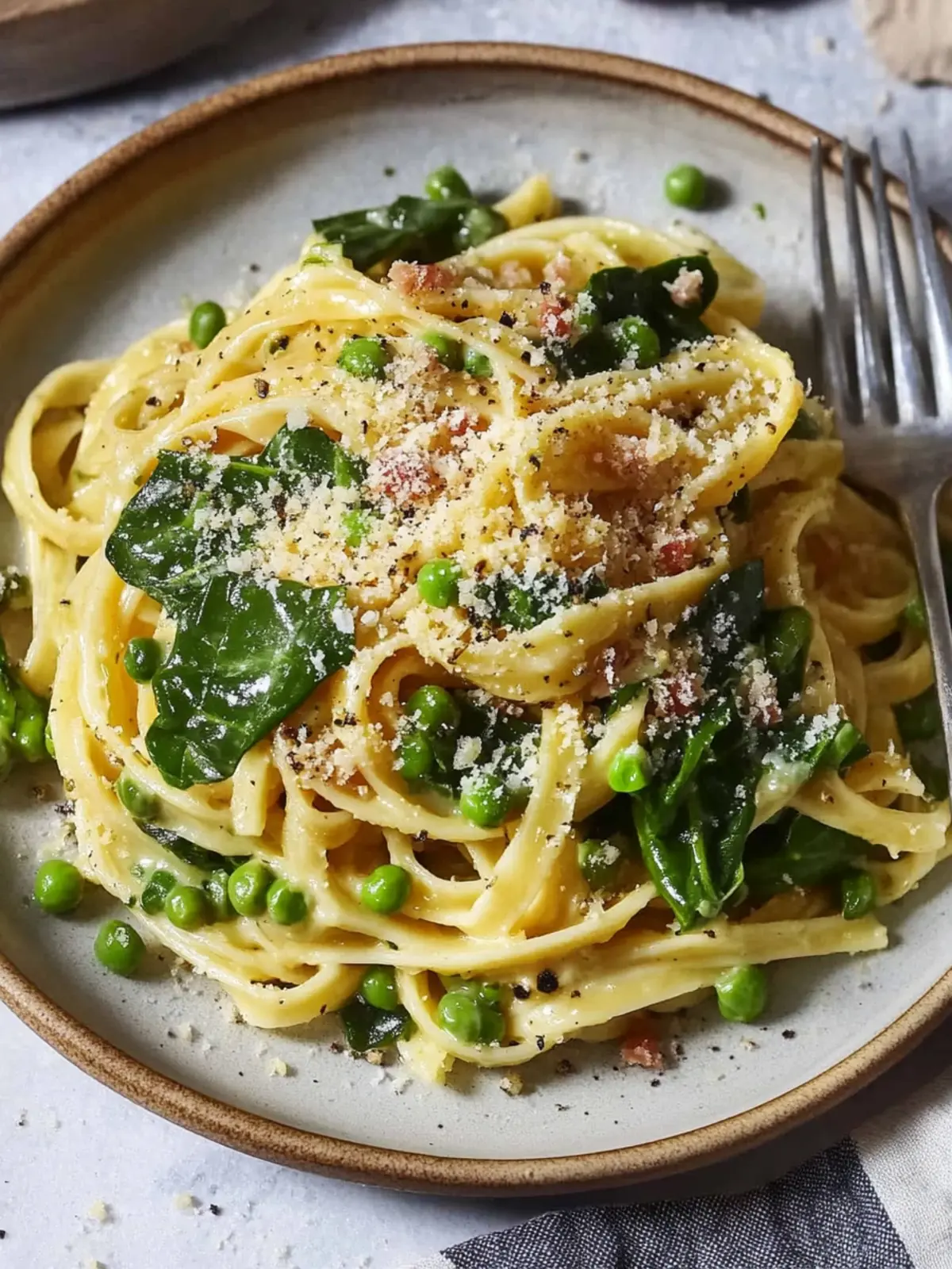 Easy Pea & Spinach Carbonara: A Heart-Healthy Delight 3 Cardiac Recipe Easy Pea & Spinach Carbonara