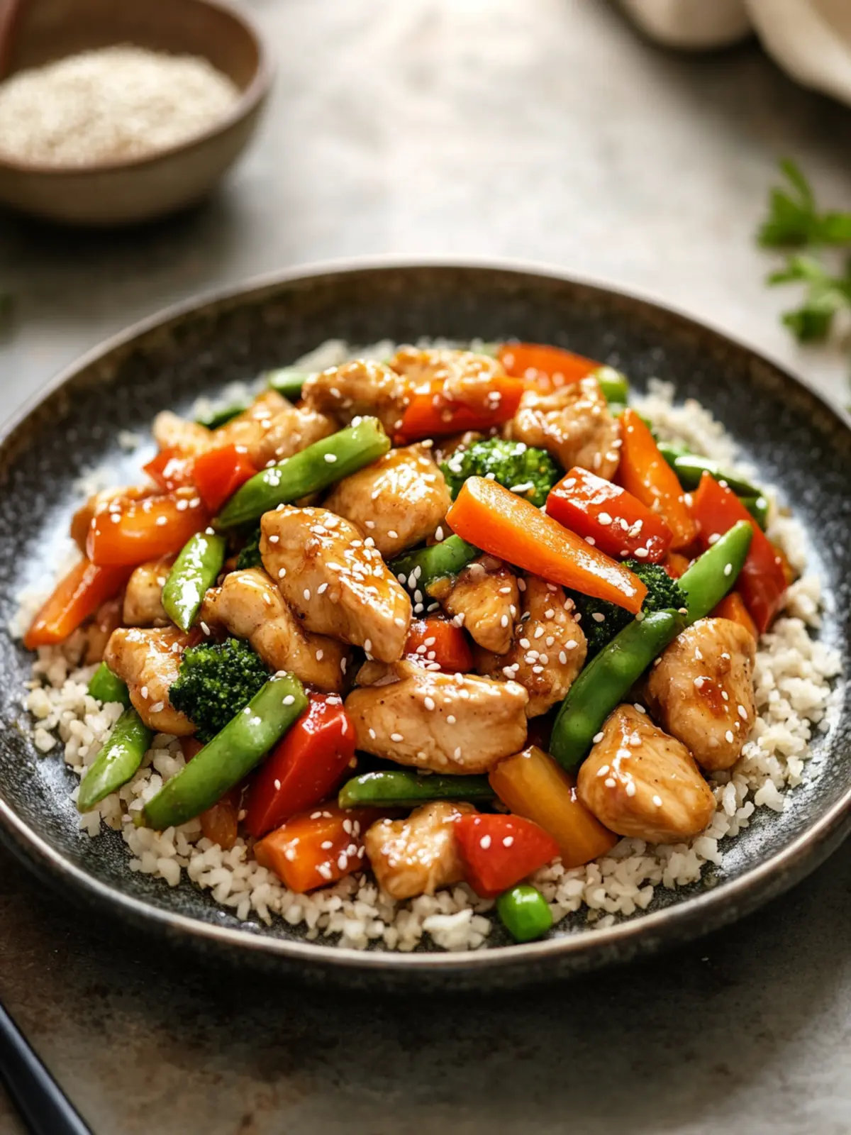 Healthy Dinner Ginger-Sesame Chicken and Veggie Stir-Fry Bliss 5 Healthy Dinner Ginger-Sesame Chicken And Veggie Stir-Fry