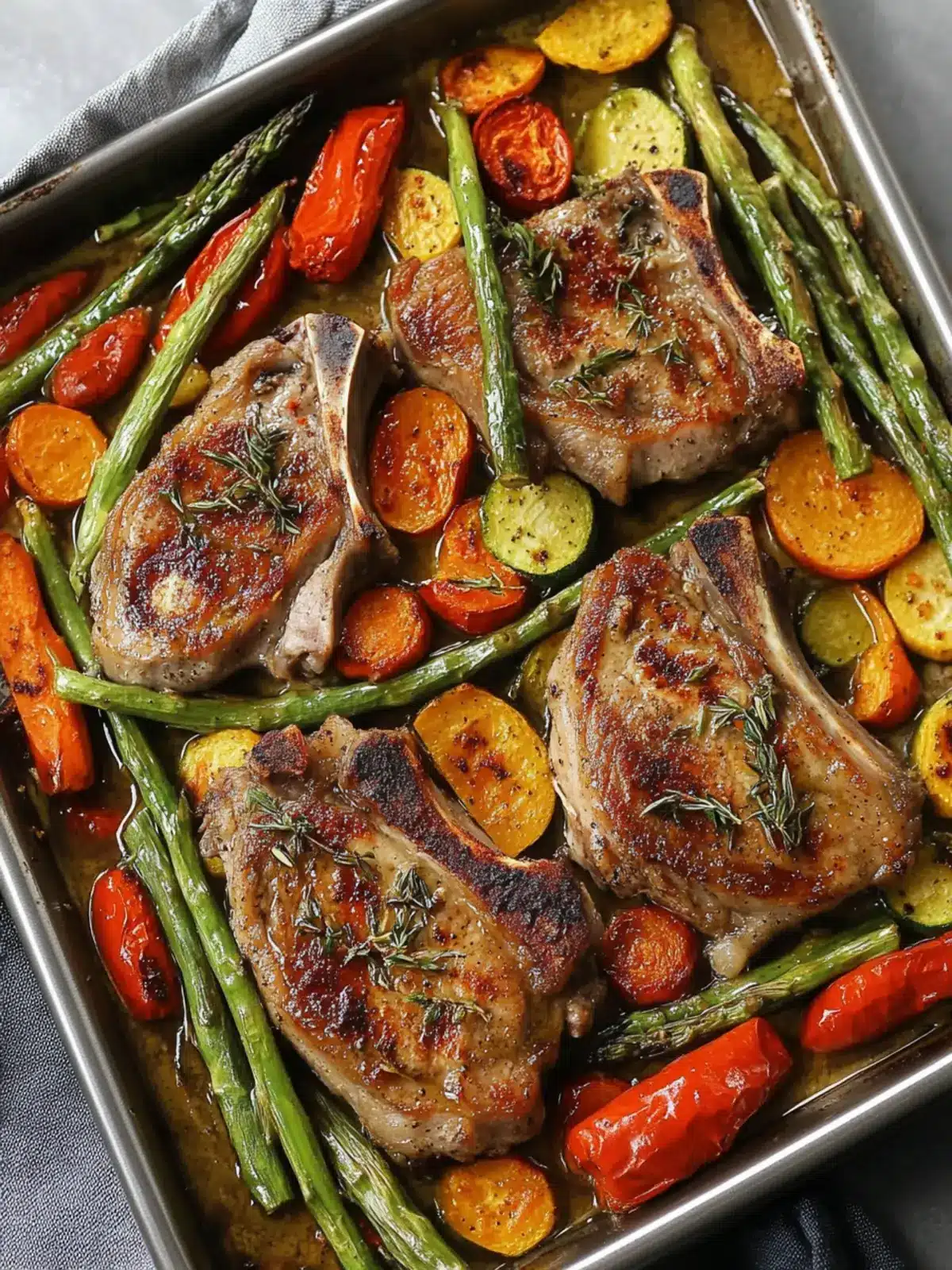 High Protein Sheet Pan Pork Chops & Veggies in a Snap 2 High Protein Sheet Pan Pork Chops and Vegetables