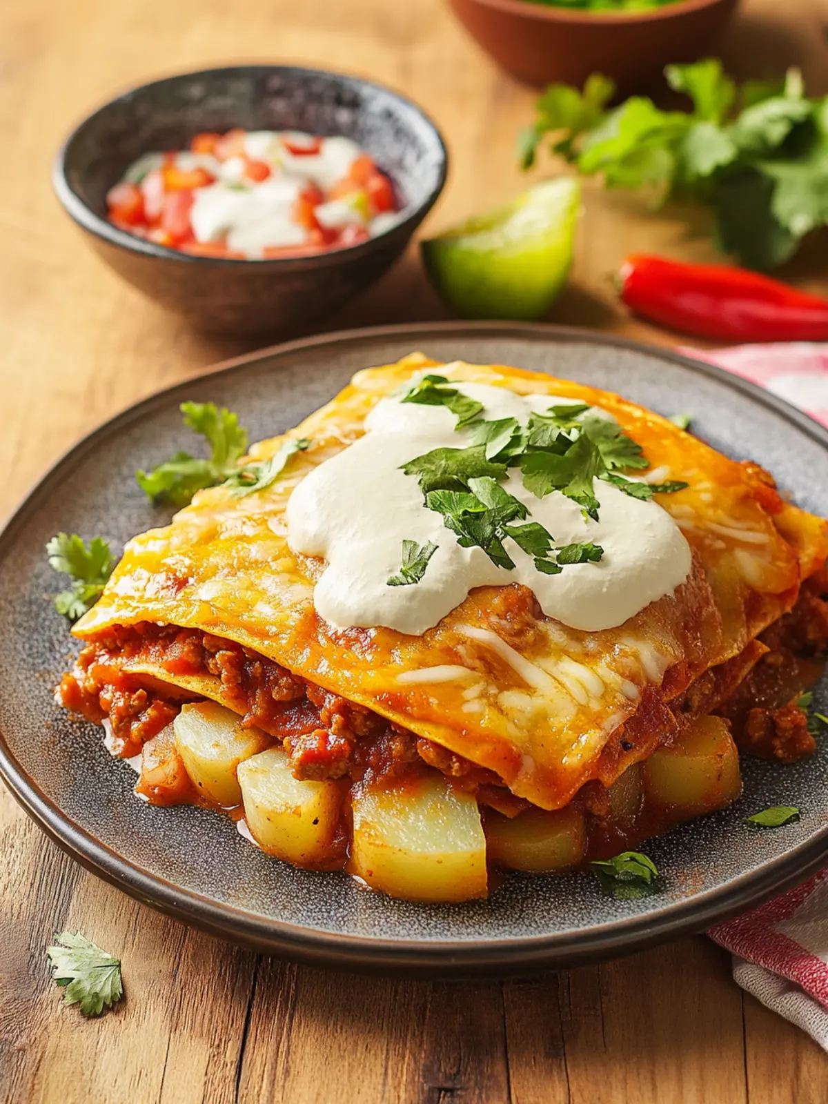 Stacked Potato and Chorizo Enchiladas for Cozy Nights 3 Stacked Potato and Chorizo Enchiladas