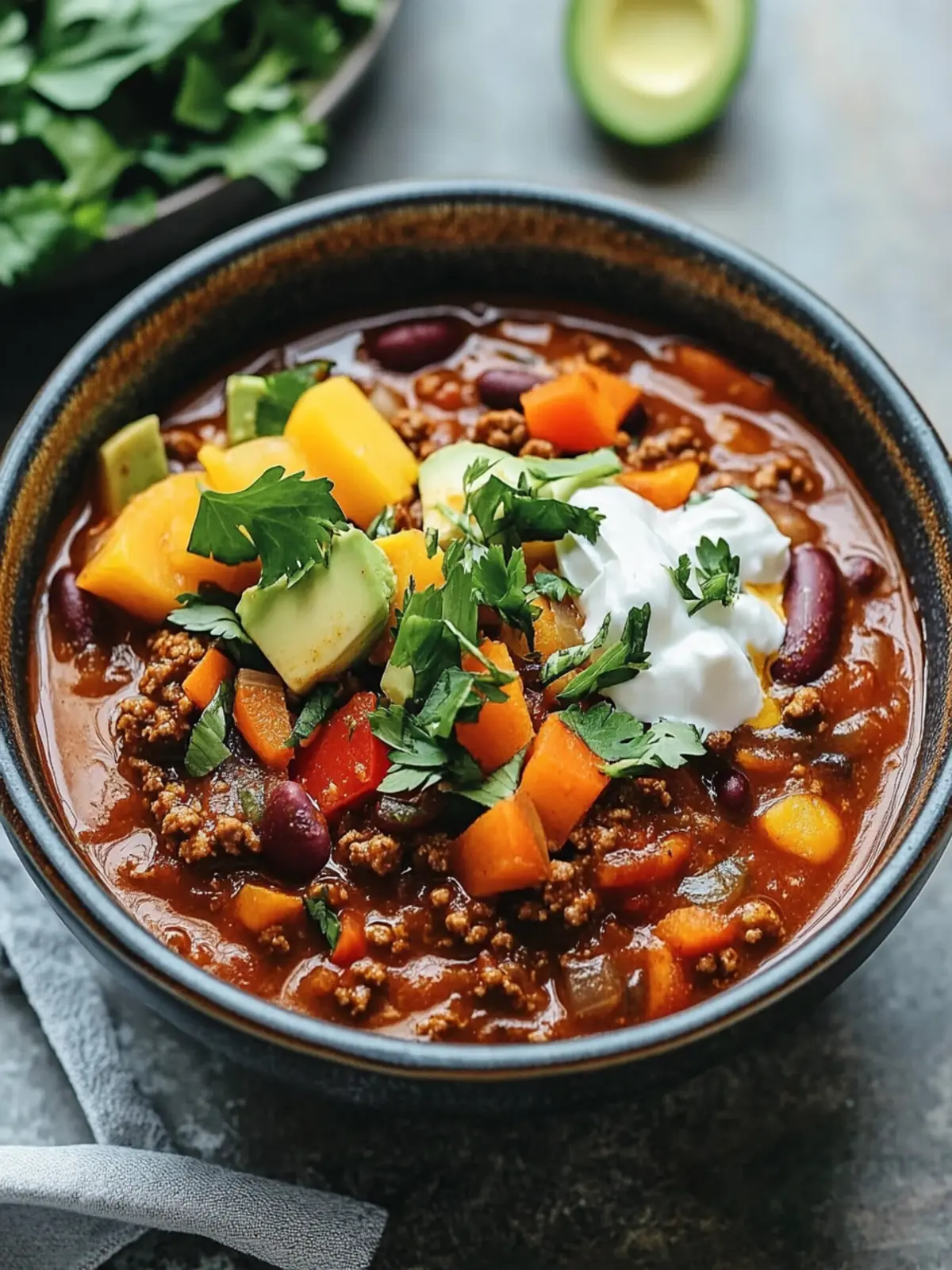 Hearty Healthy Chili with Ground Beef and Extra Veggies! 2 Healthy Chili with Ground Beef (No Bean, Extra Veggies!)