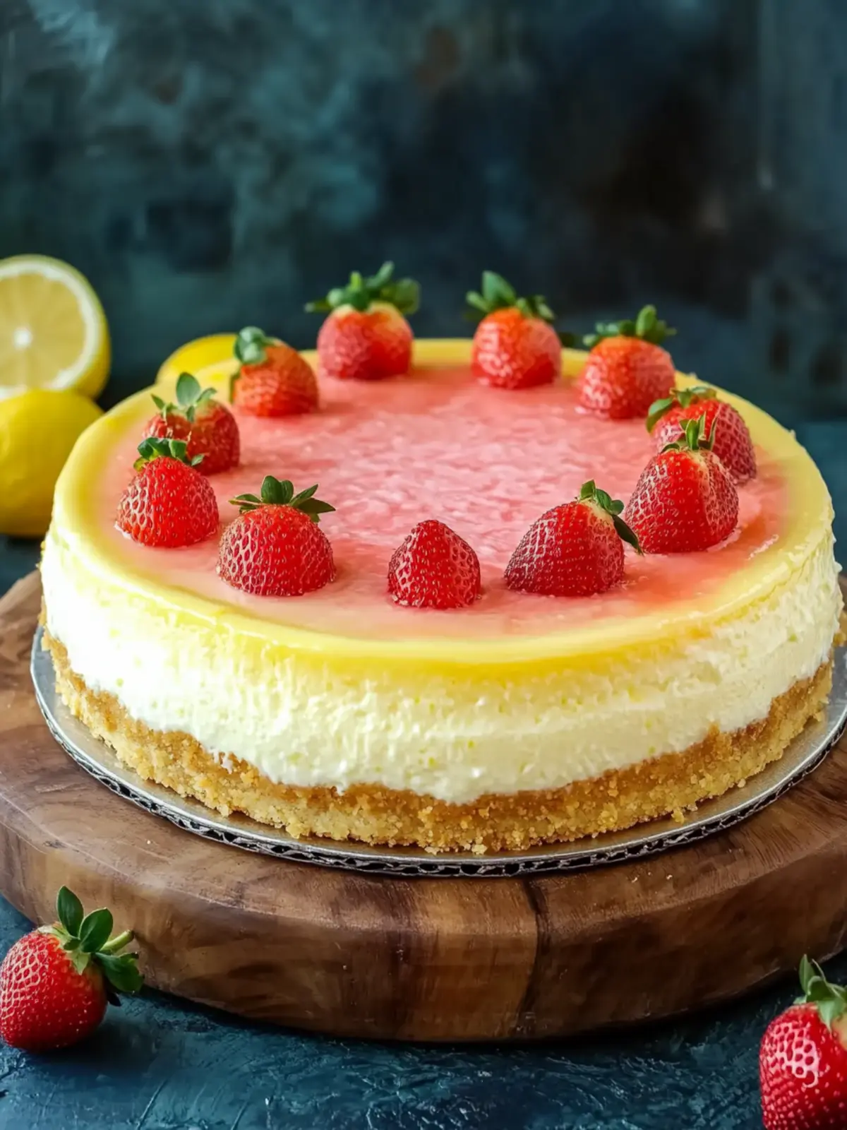 Lemon Cheesecake with Strawberry Crust: A Sweet Twist! 5 Lemon Cheesecake with Strawberry Crust