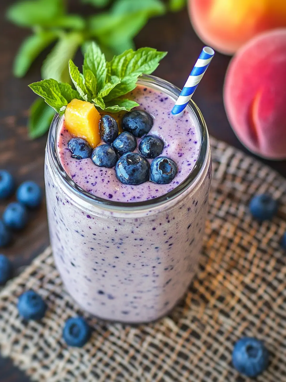 Refreshing Peach Blueberry Smoothie for a Perfect Summer Sip 2 Peach Blueberry Smoothie
